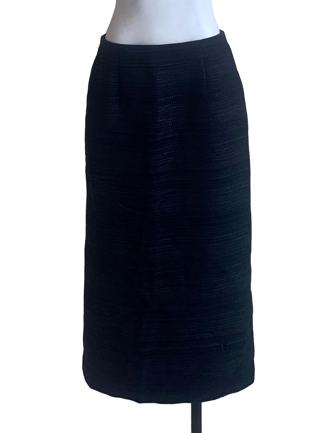 Navy Blue Tweed Sheath Skirt LB