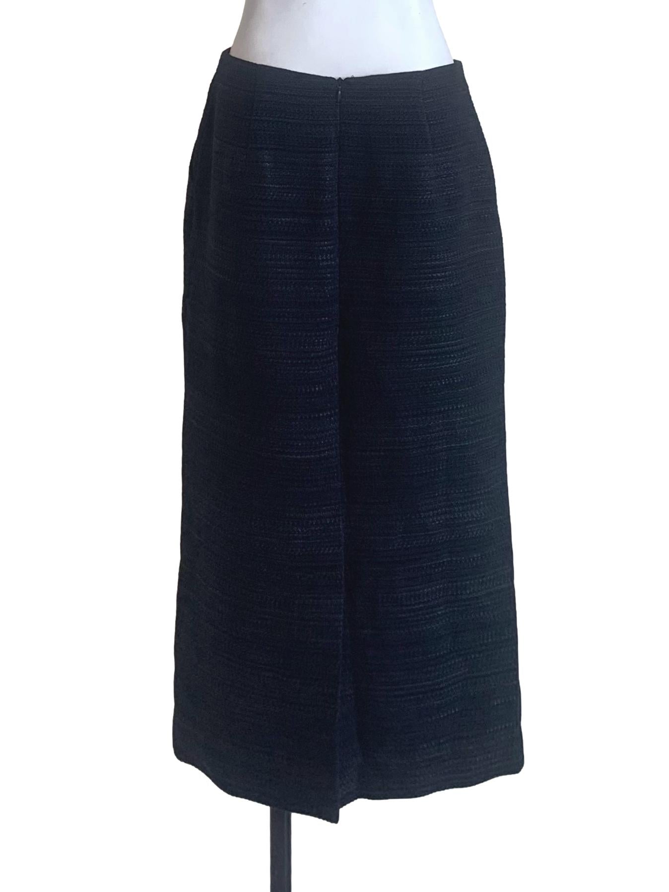 Navy Blue Tweed Sheath Skirt LB