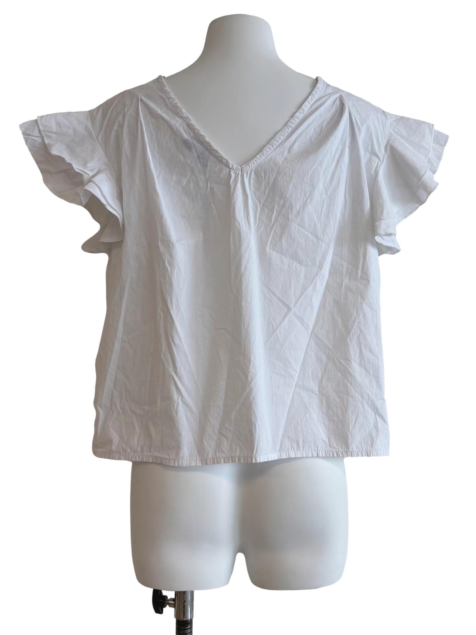 Cotton White Ruffle Sleeve Blouse CSN