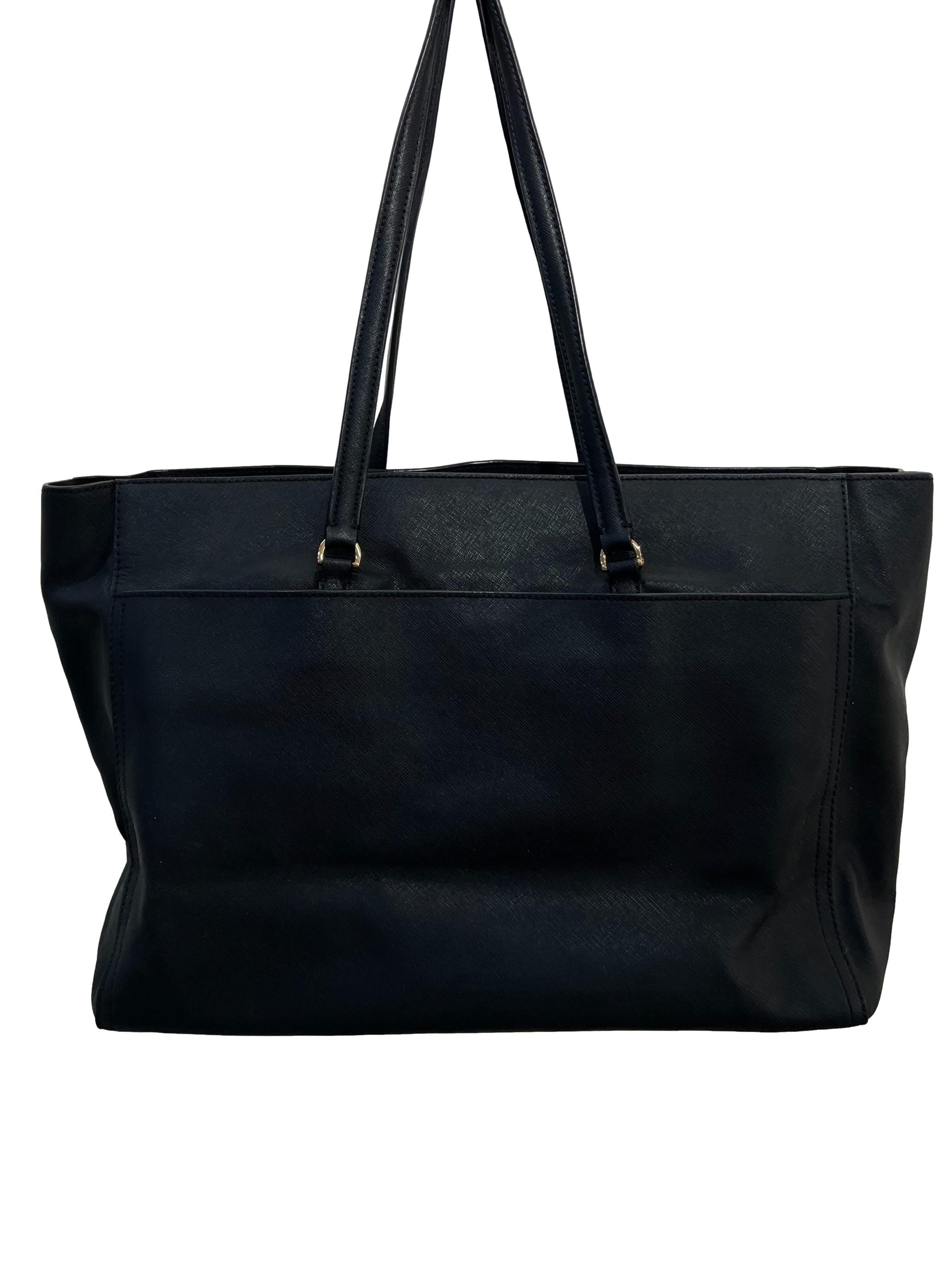 Womens Black Double Handle Inner Pocket Shoulder Bag