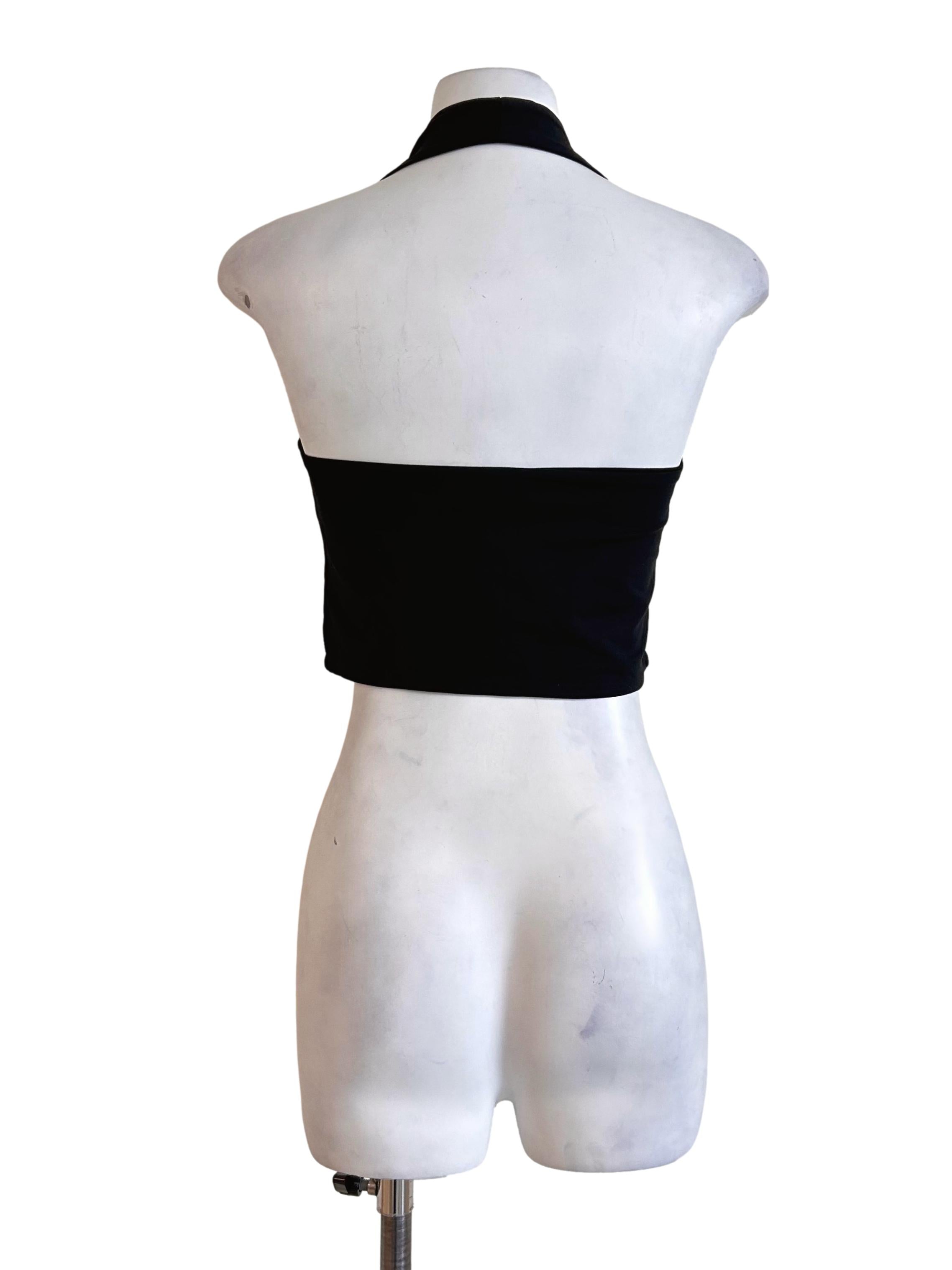 Black Square Neck Halter Crop Top