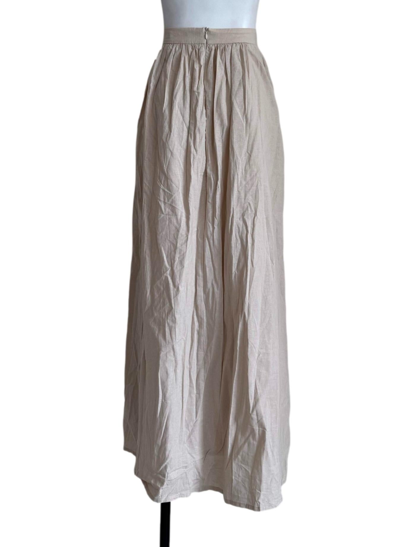 Beige Front Slit Skirt