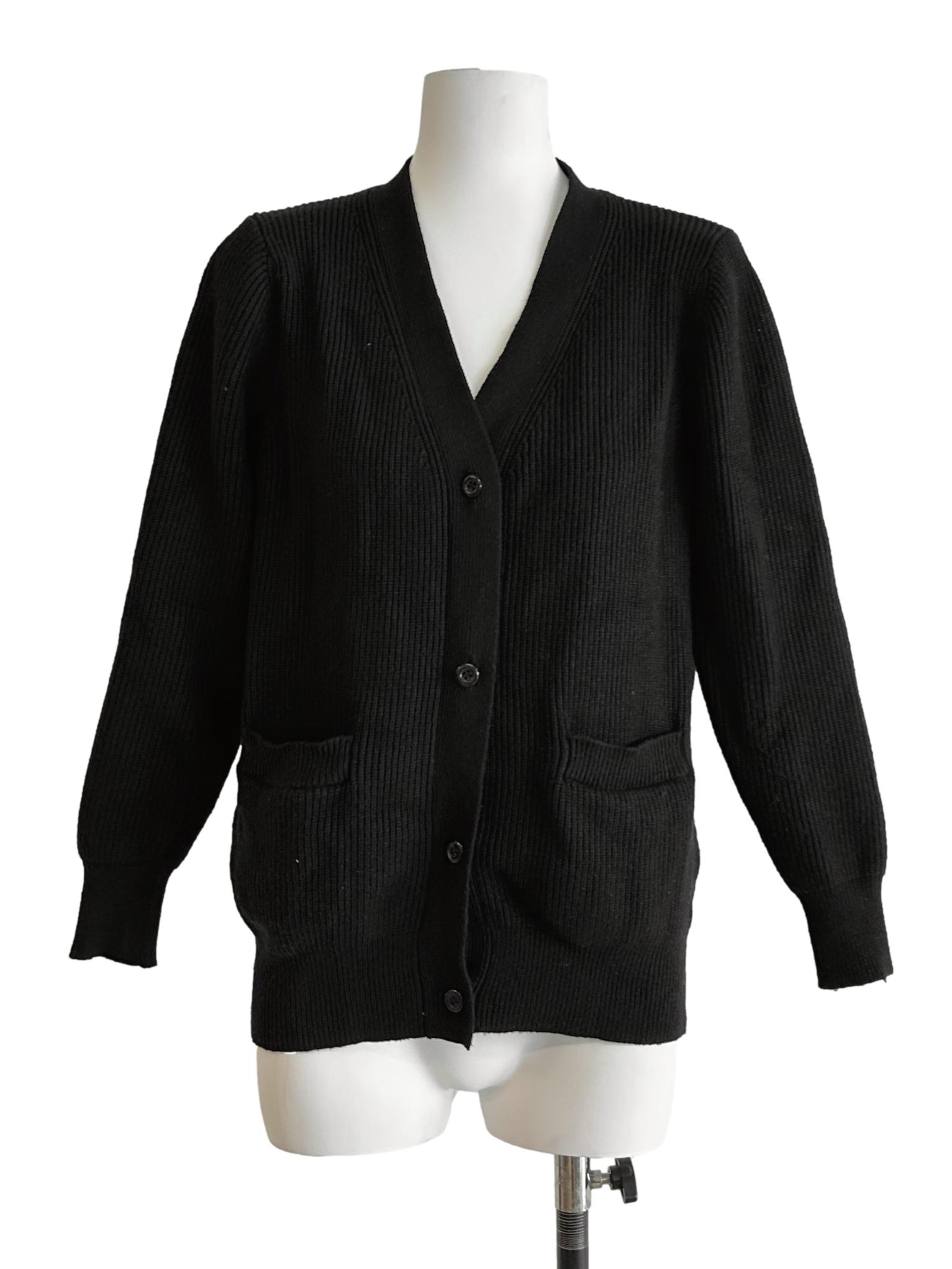 Jet Black Rib Knit Cardigan