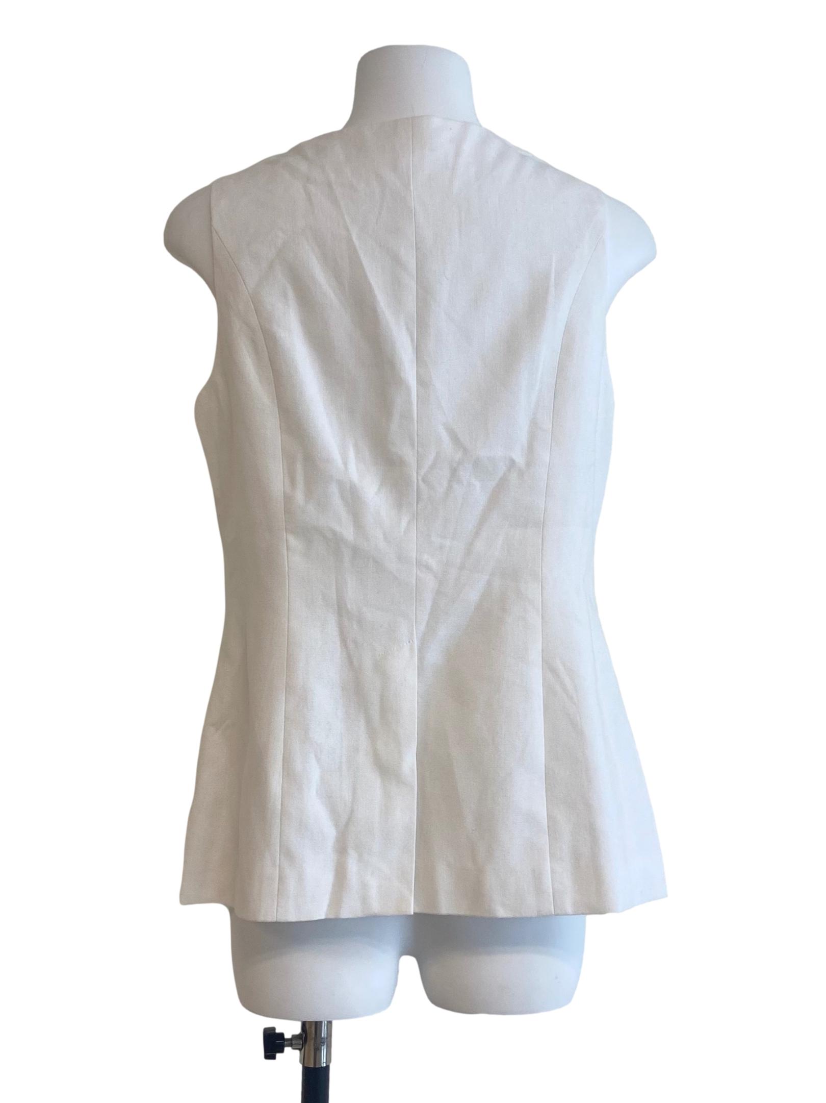 White Sleeveless Button Down Top
