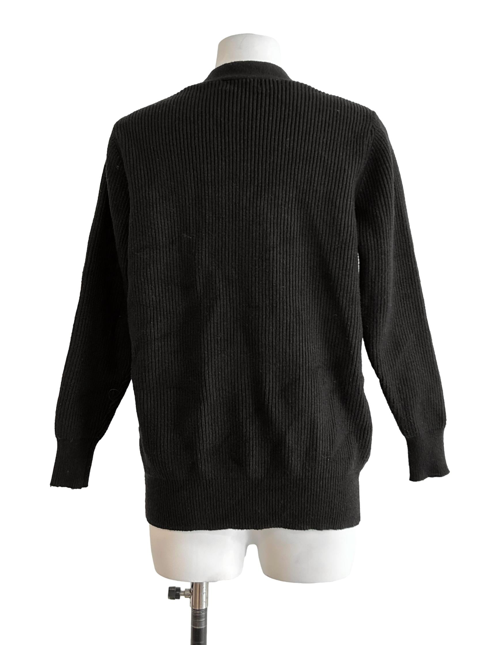 Jet Black Rib Knit Cardigan