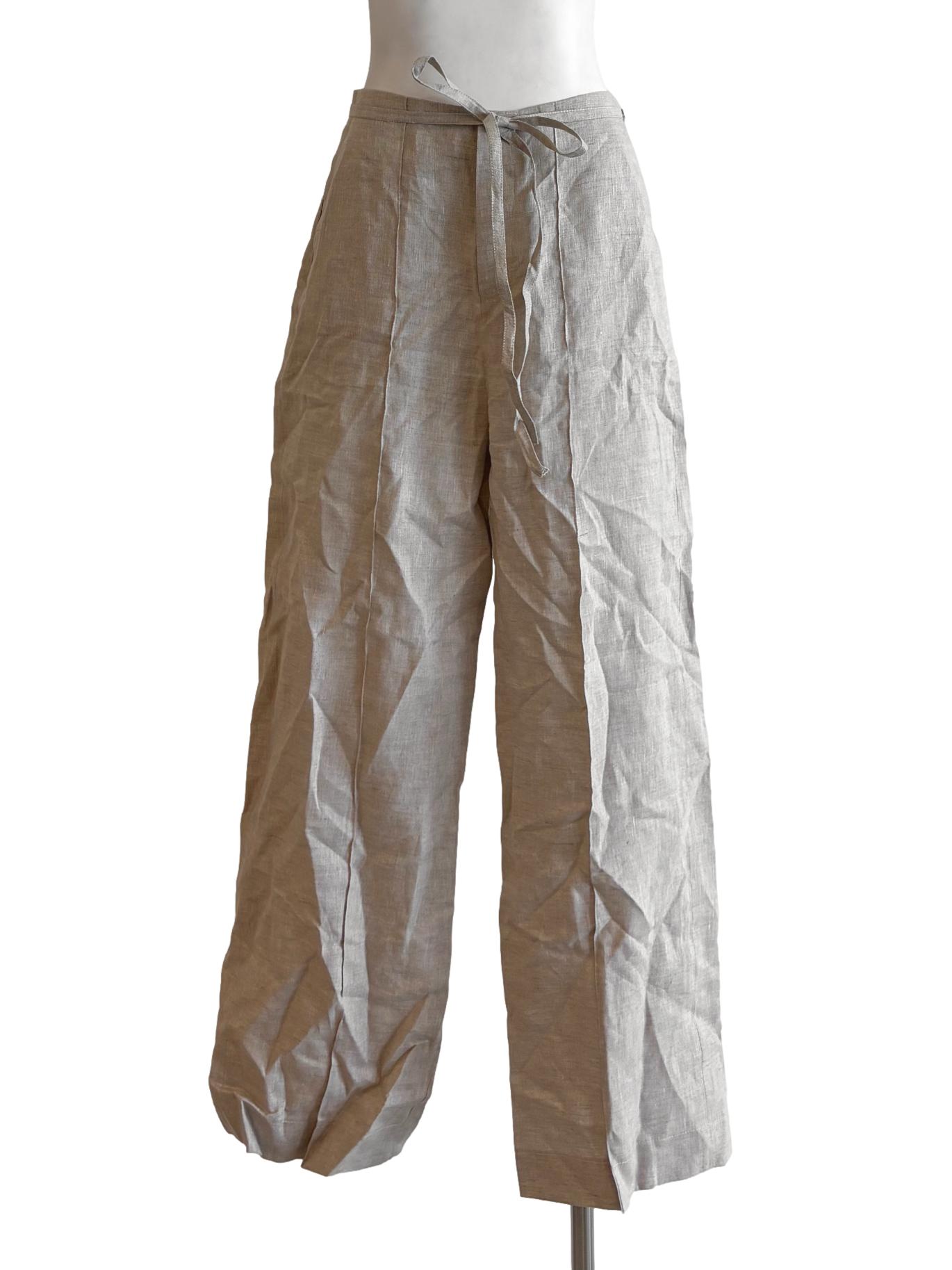 Oyster Linen Straight Pants