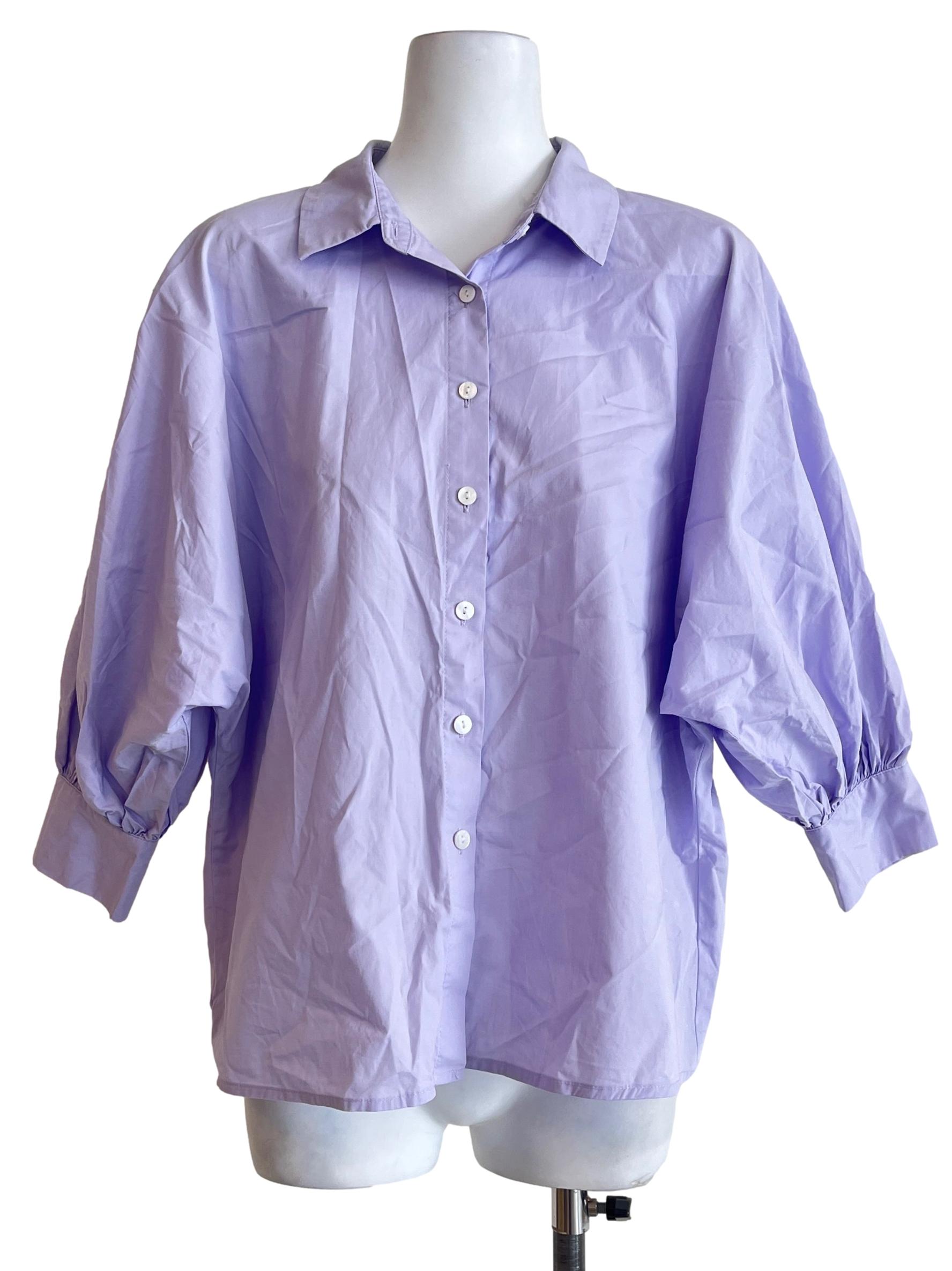 Lavender Purple Quater Puff Sleeve Top