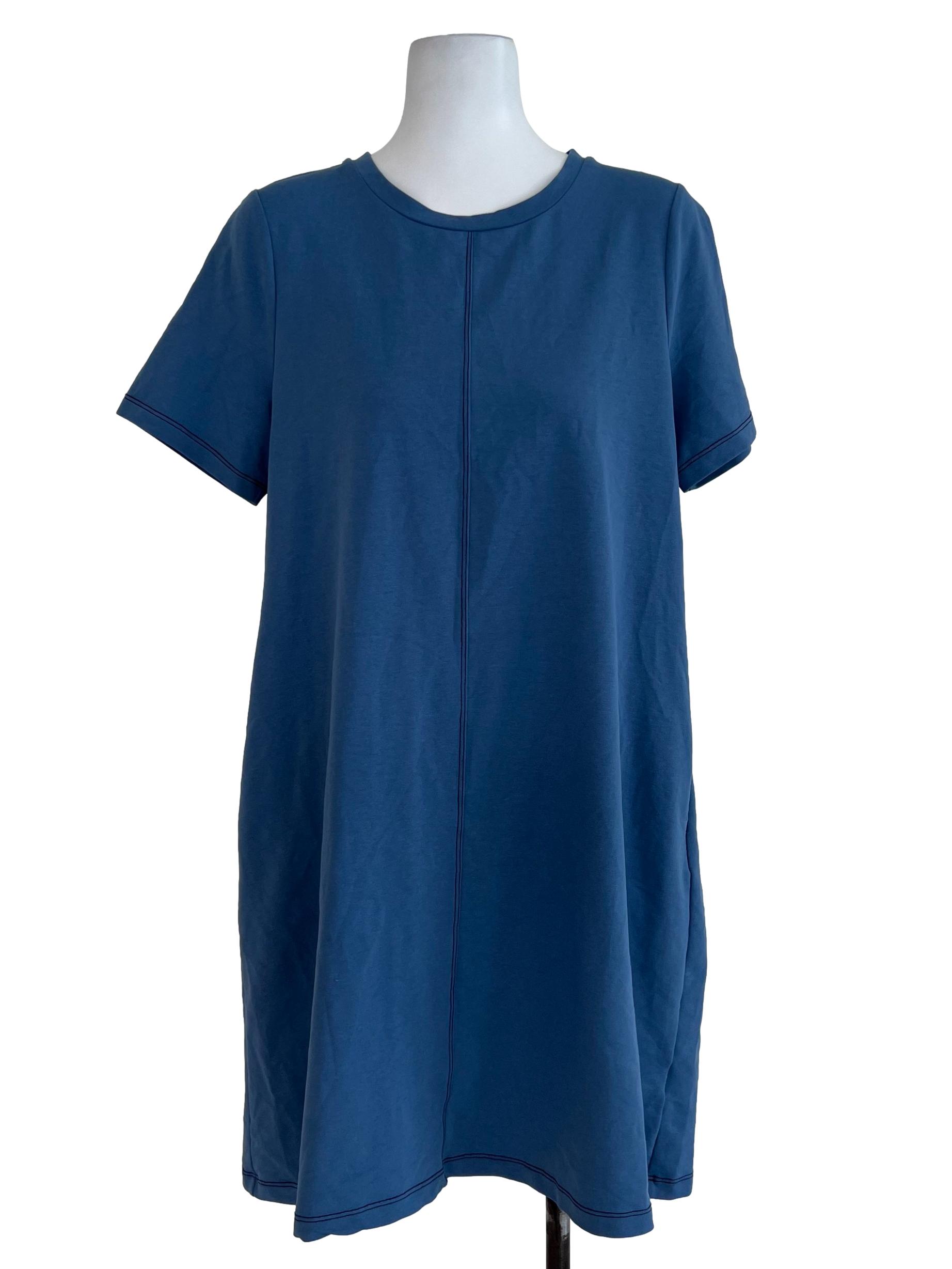 Lalu Blue Shirt Cotton Dress | REFASH