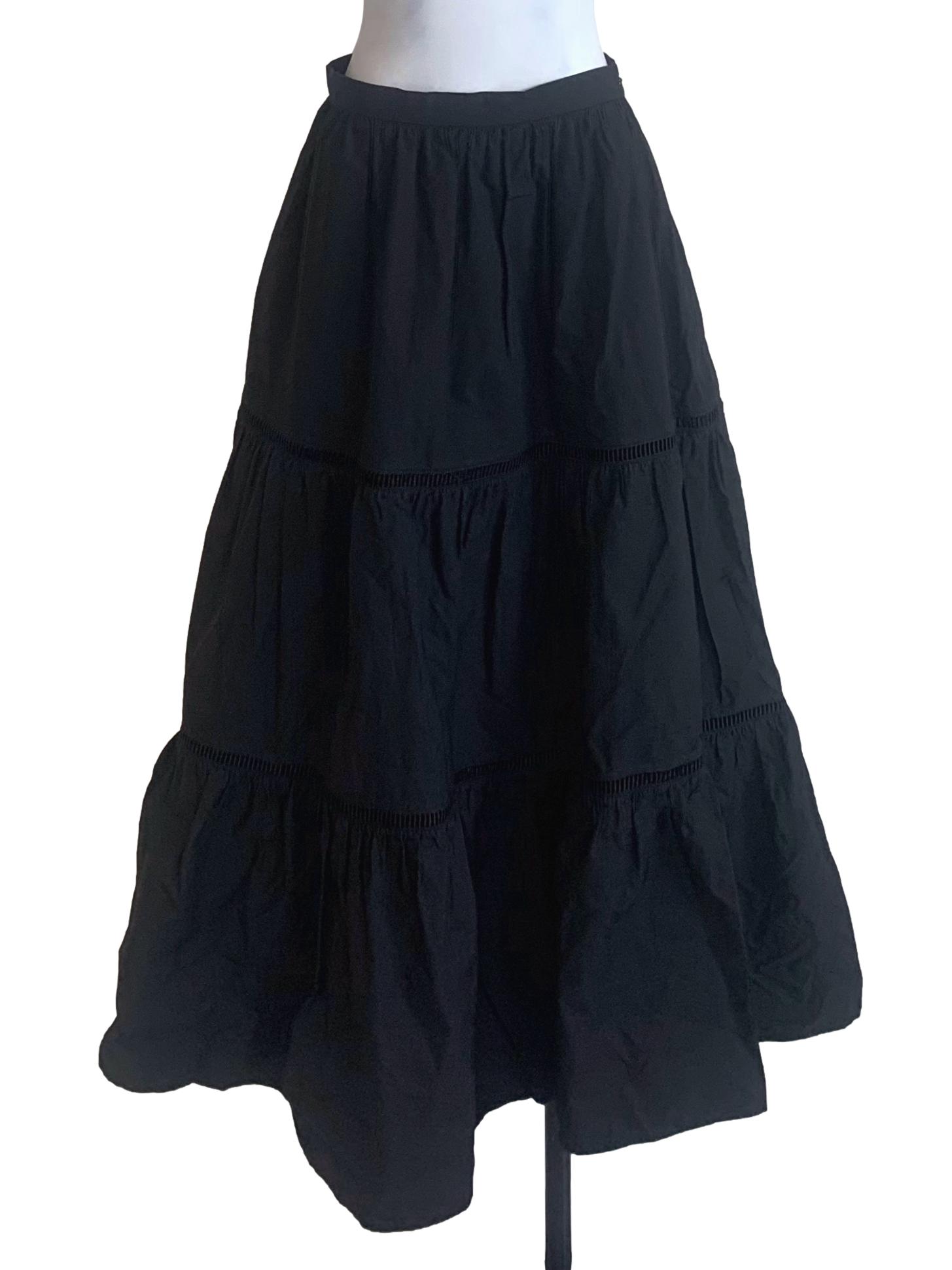 Oil Black Tiered Skirt LB