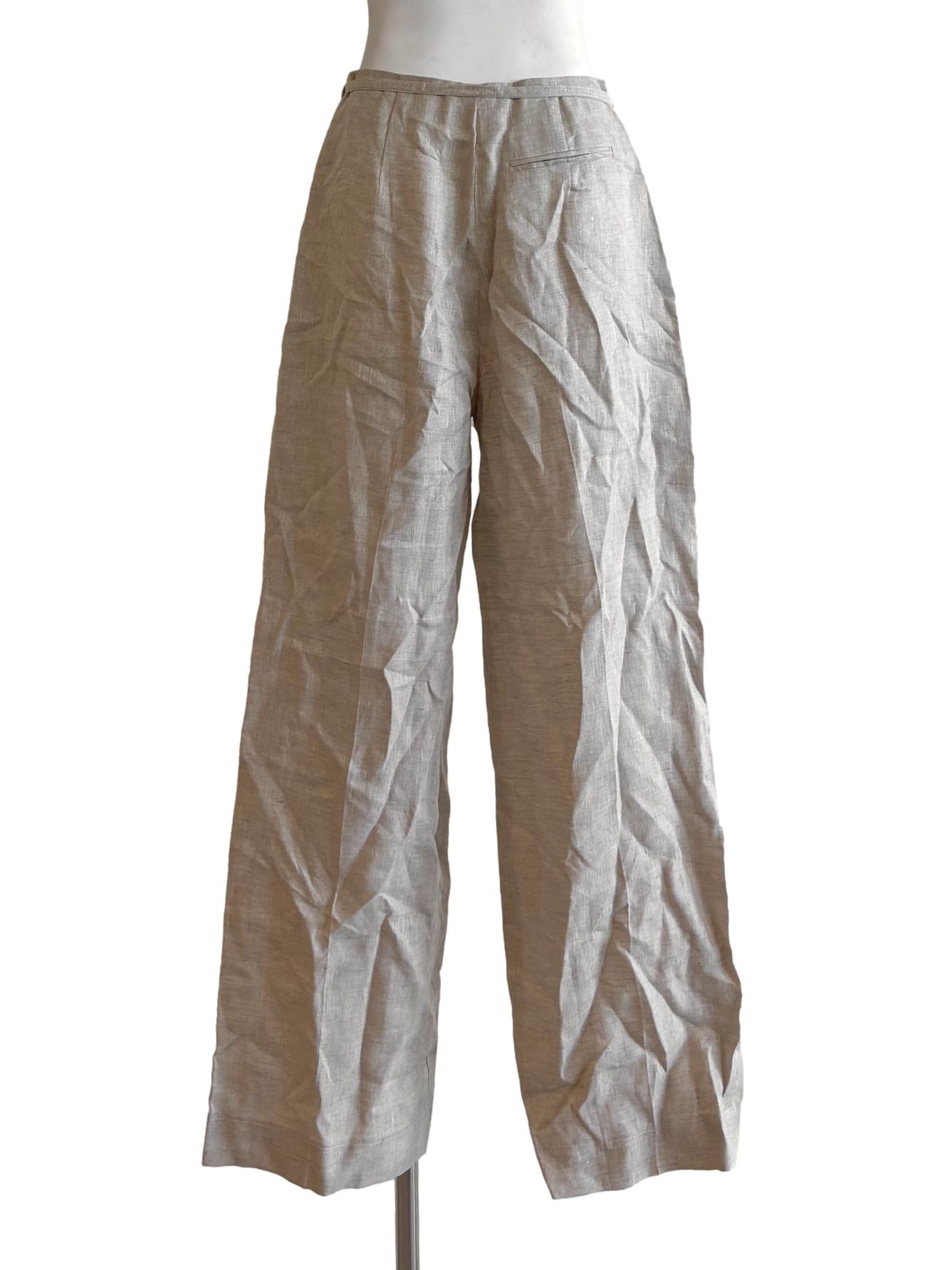 Oyster Linen Straight Pants