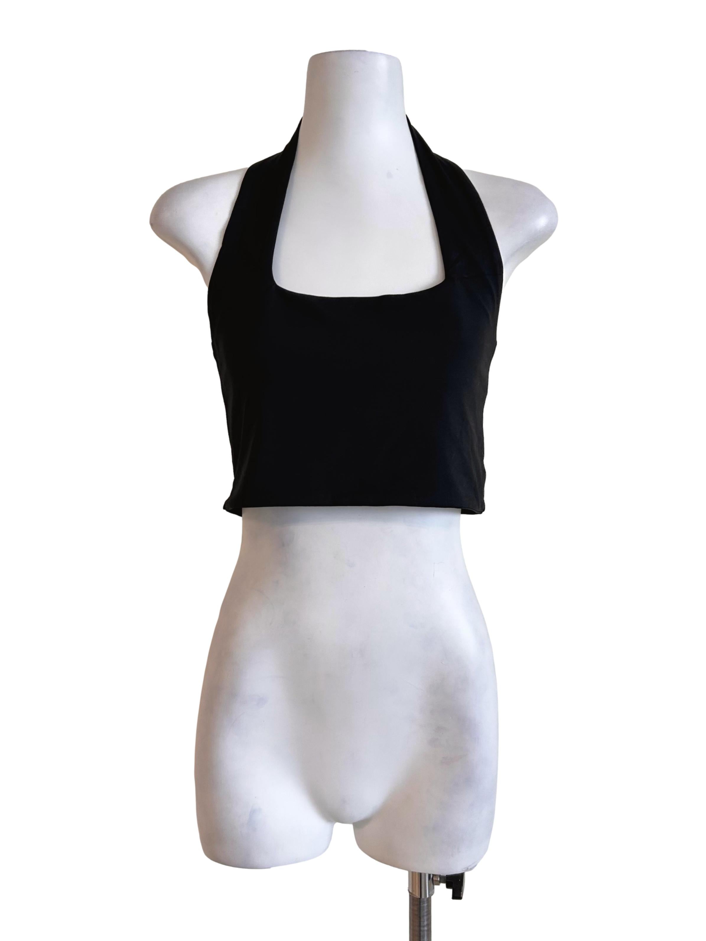 Black Square Neck Halter Crop Top