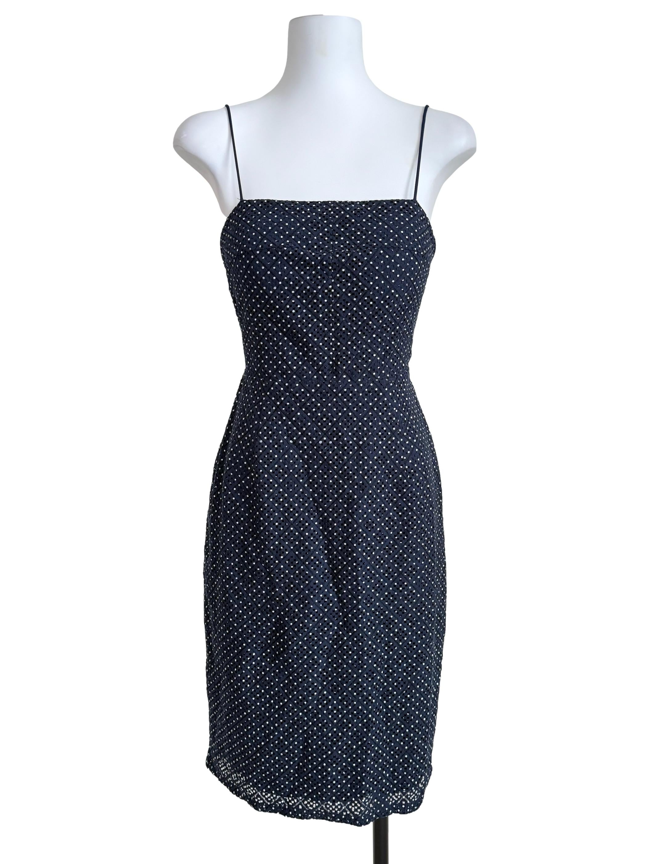 Navy Blue Polkadot Babydoll Dress