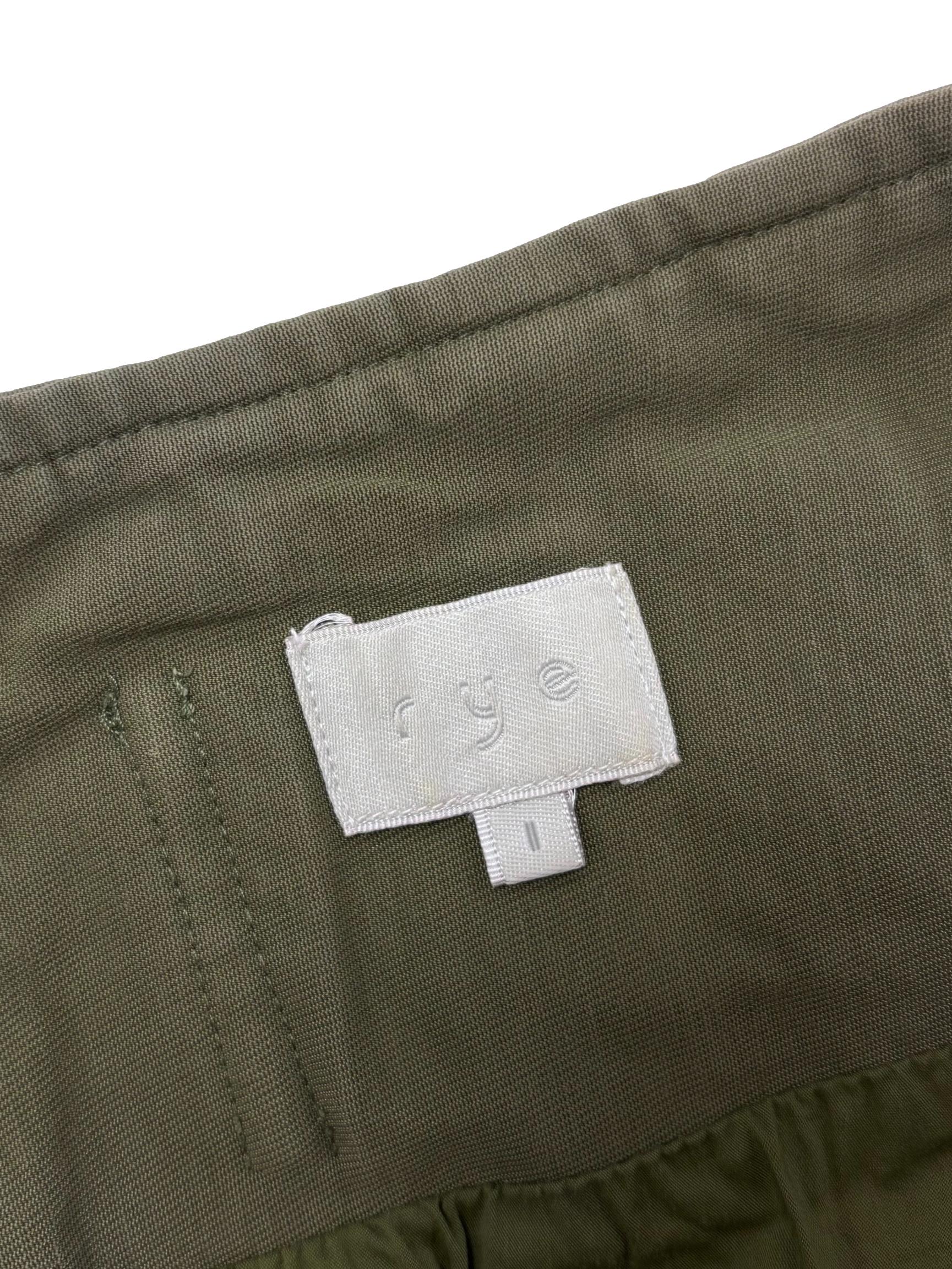 Khaki Green Pleated Asymmetrical Buckled Skirt