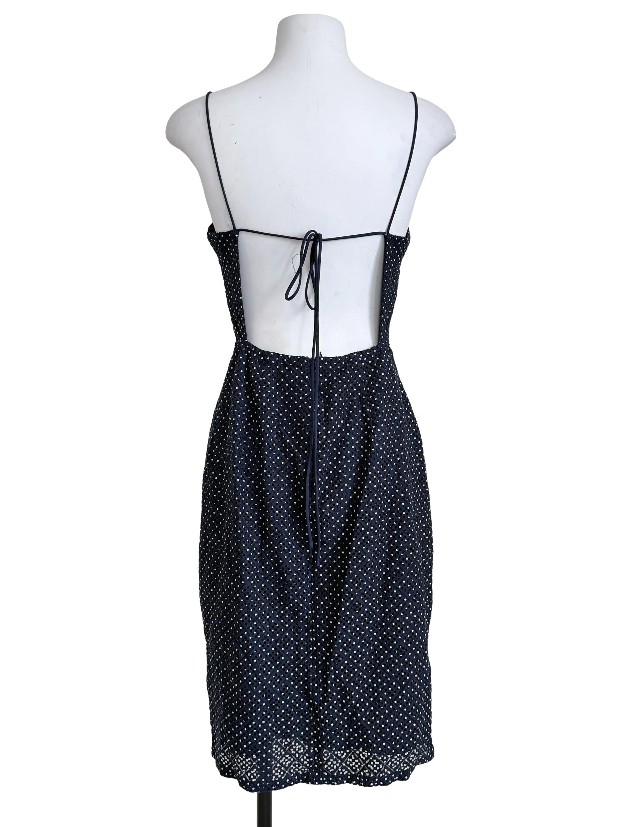 Navy Blue Polkadot Babydoll Dress