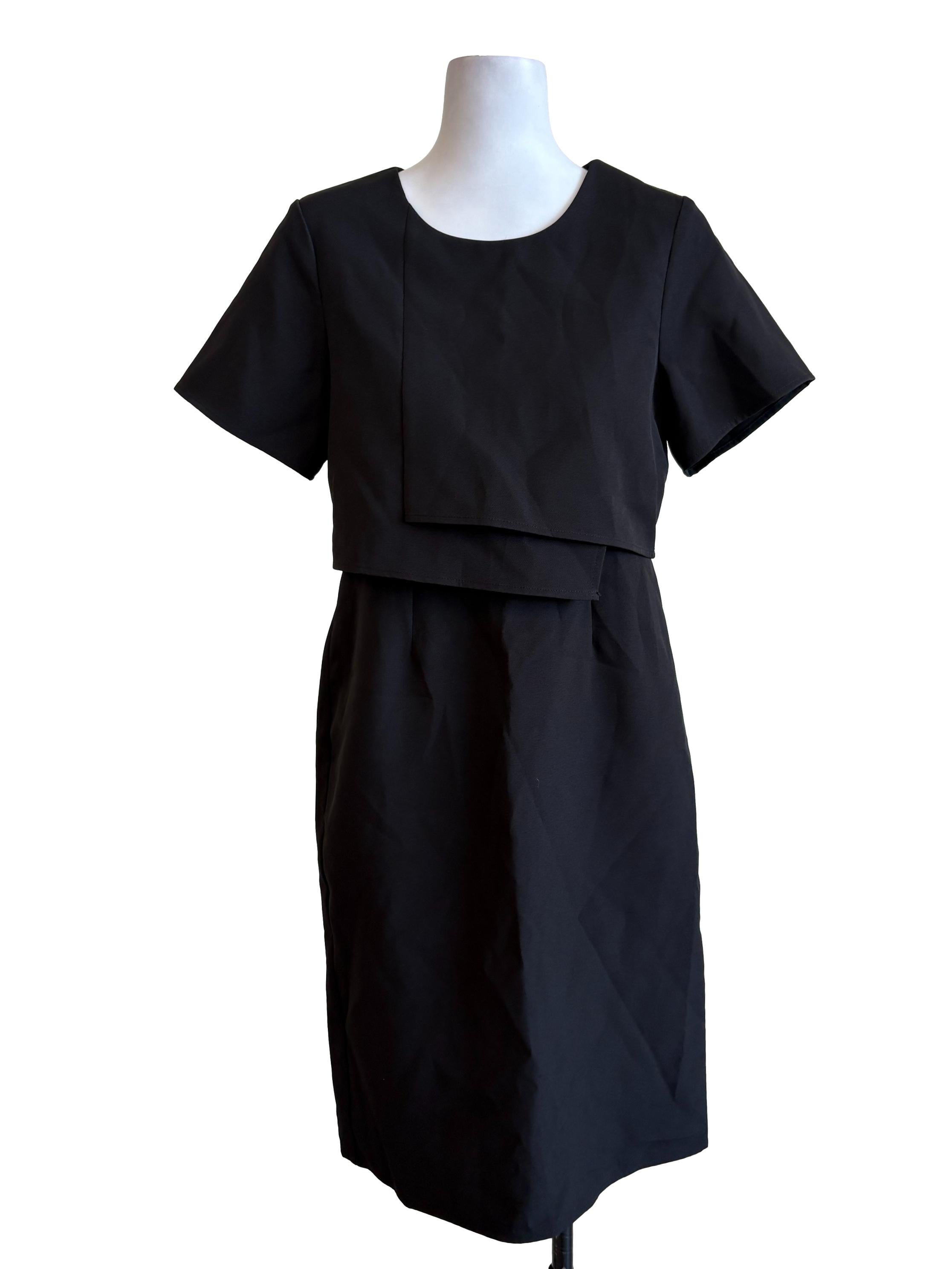 Black Flap Top Office Dress