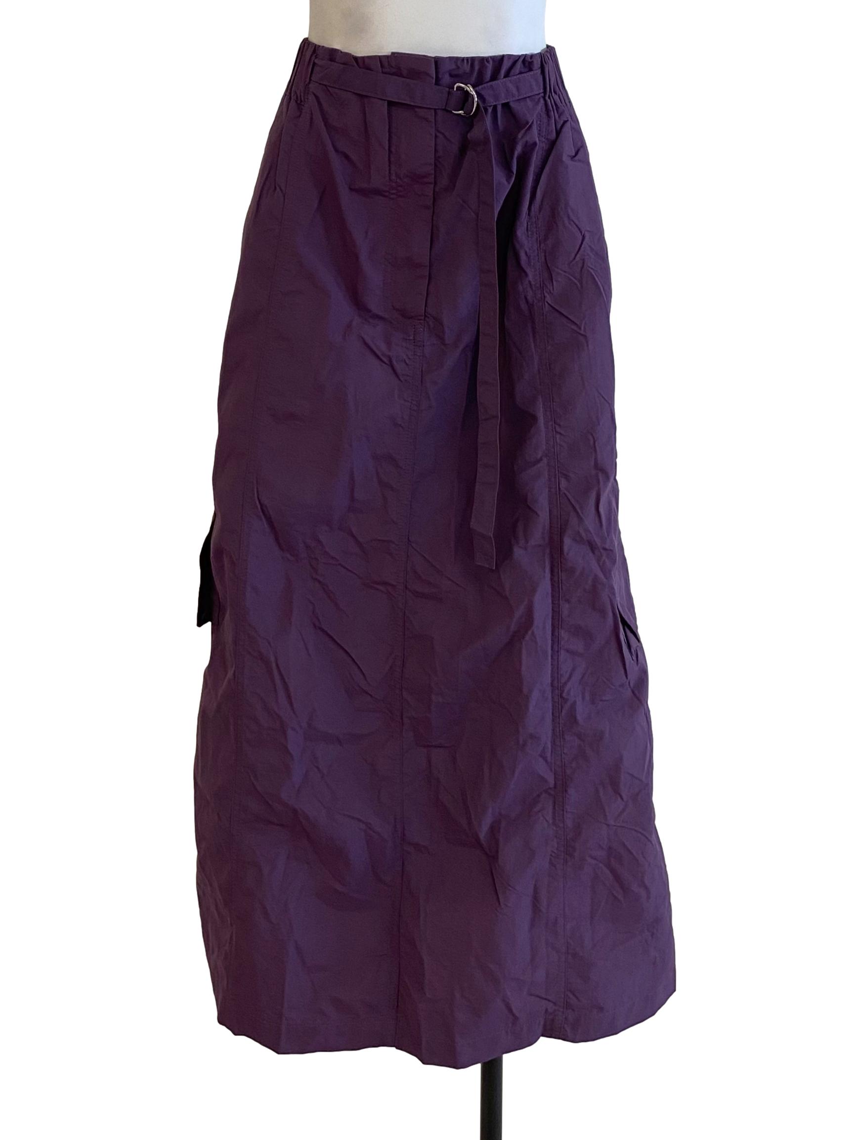 Dark Violet Purple Back Slit Cargo Skirt