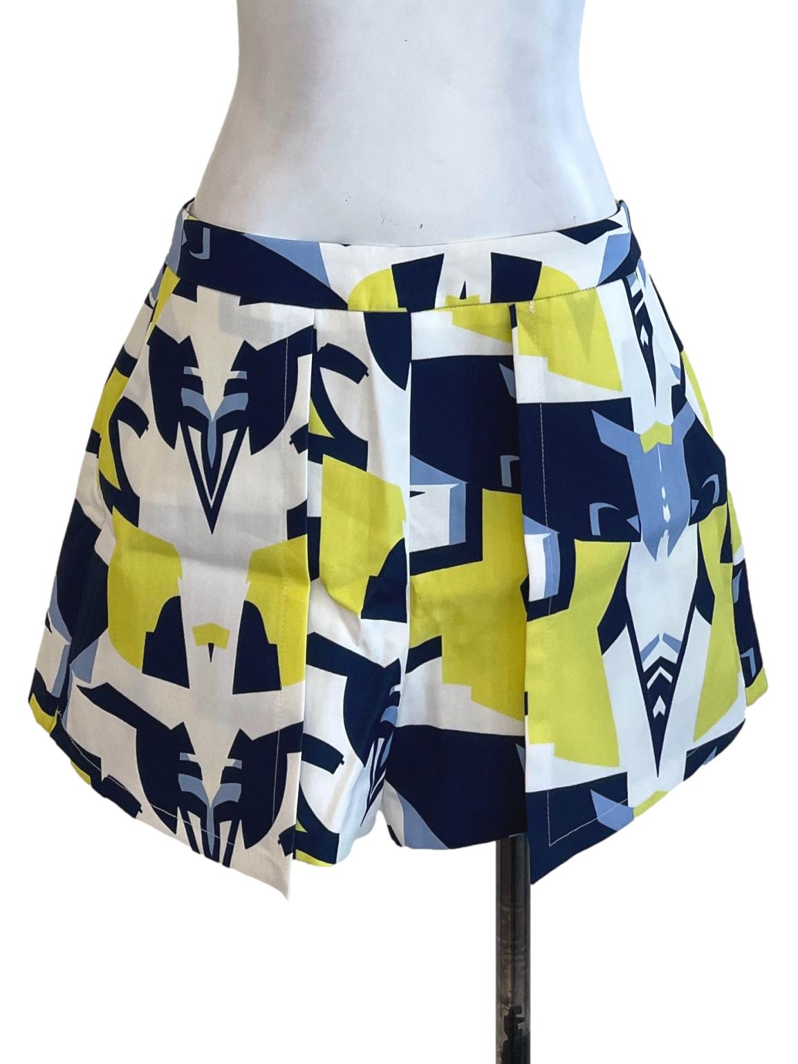 White With Blue And Yellow Abstract Shorts LB