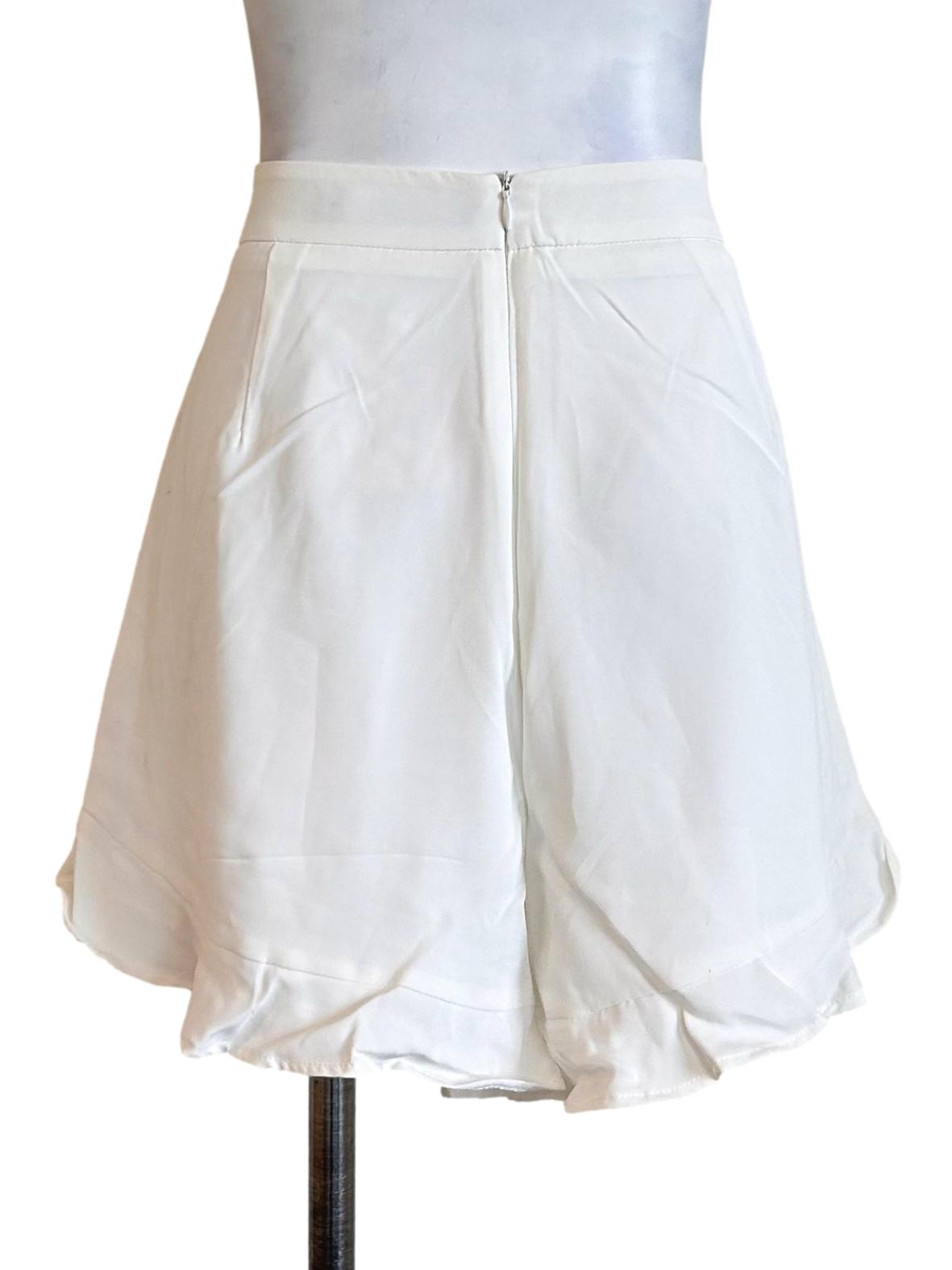 White High Waist Side Ruffle Shorts