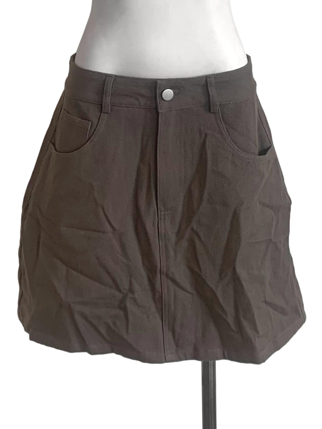 Wood Brown A-Line Skirt