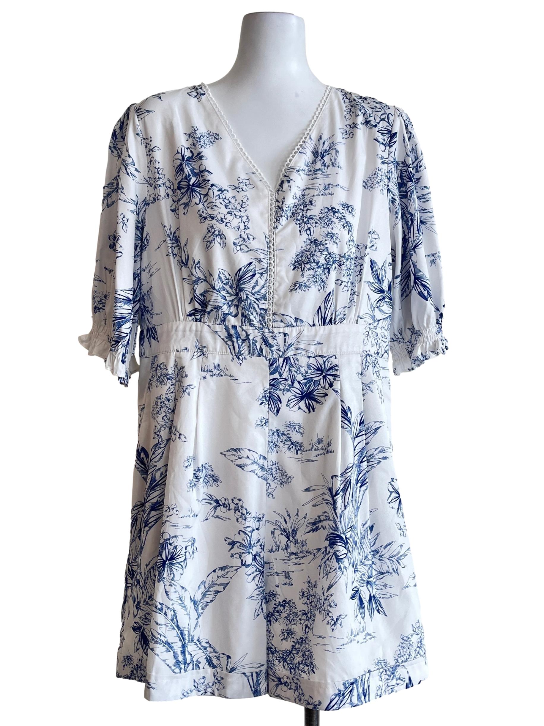 Off White Floral Print Romper