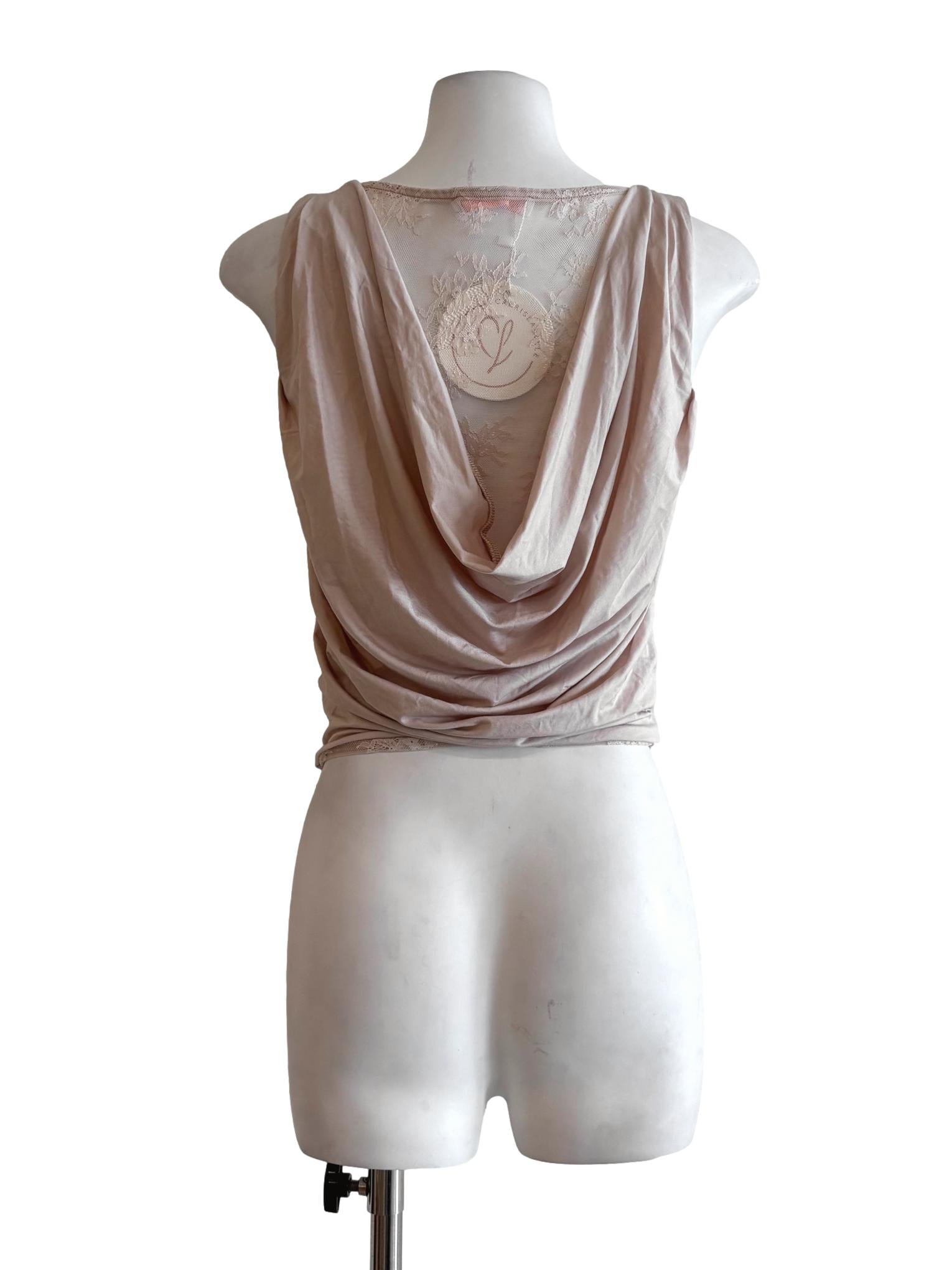 Nude Pink Back Lace Cape Top