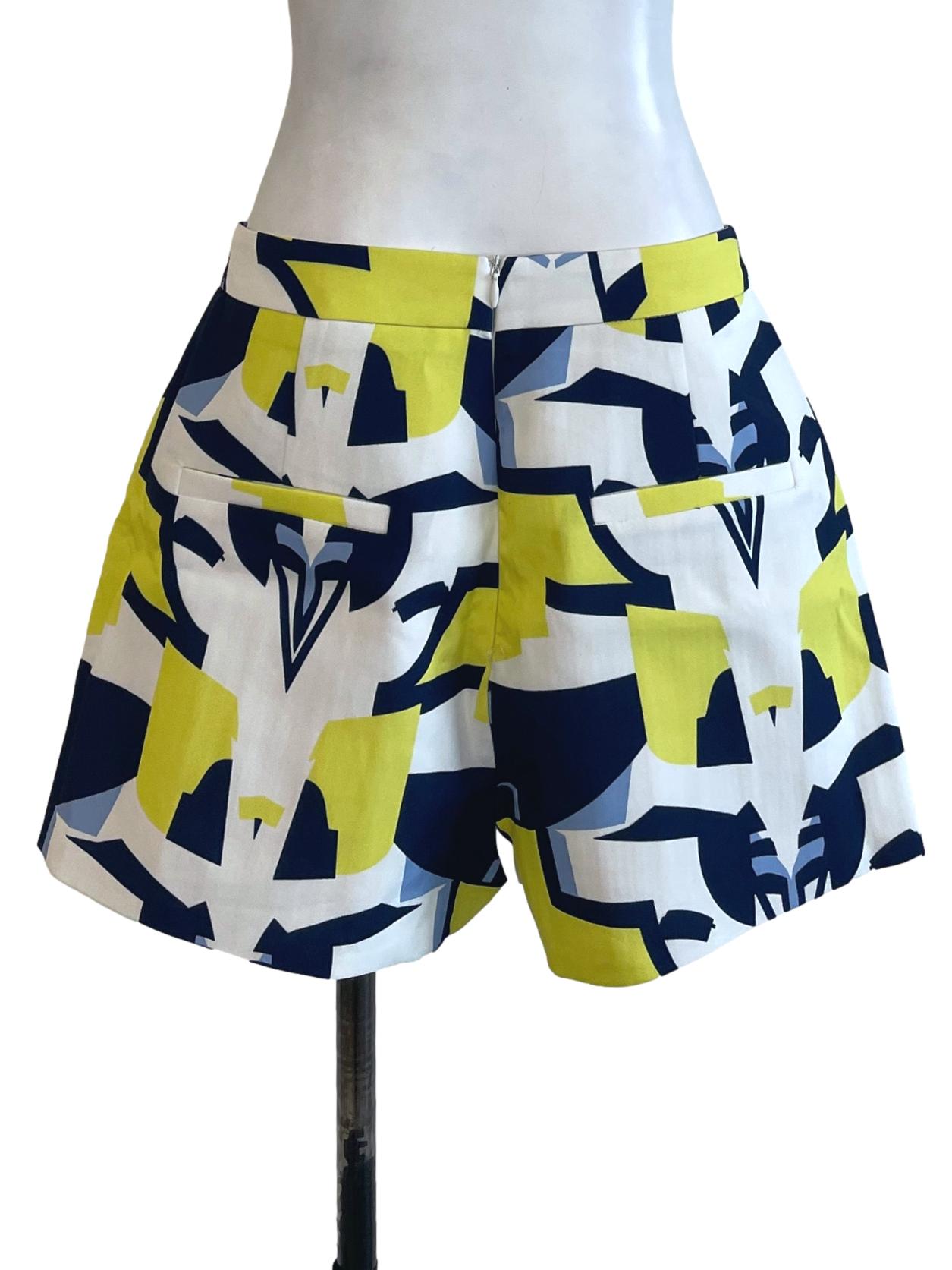 White With Blue And Yellow Abstract Shorts LB