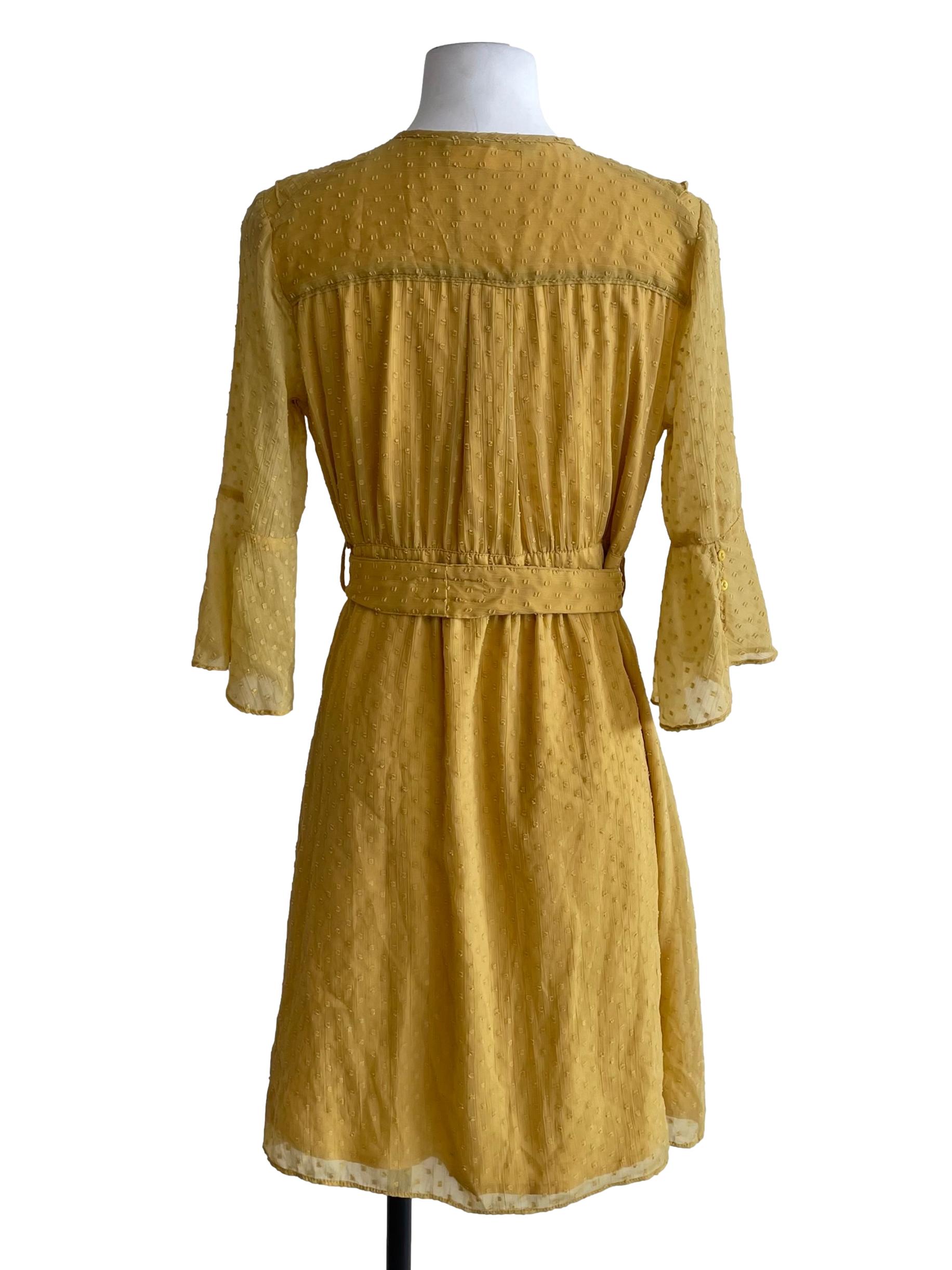 Tuscan Sun Yellow Bell Sleeve Ruffle Dress