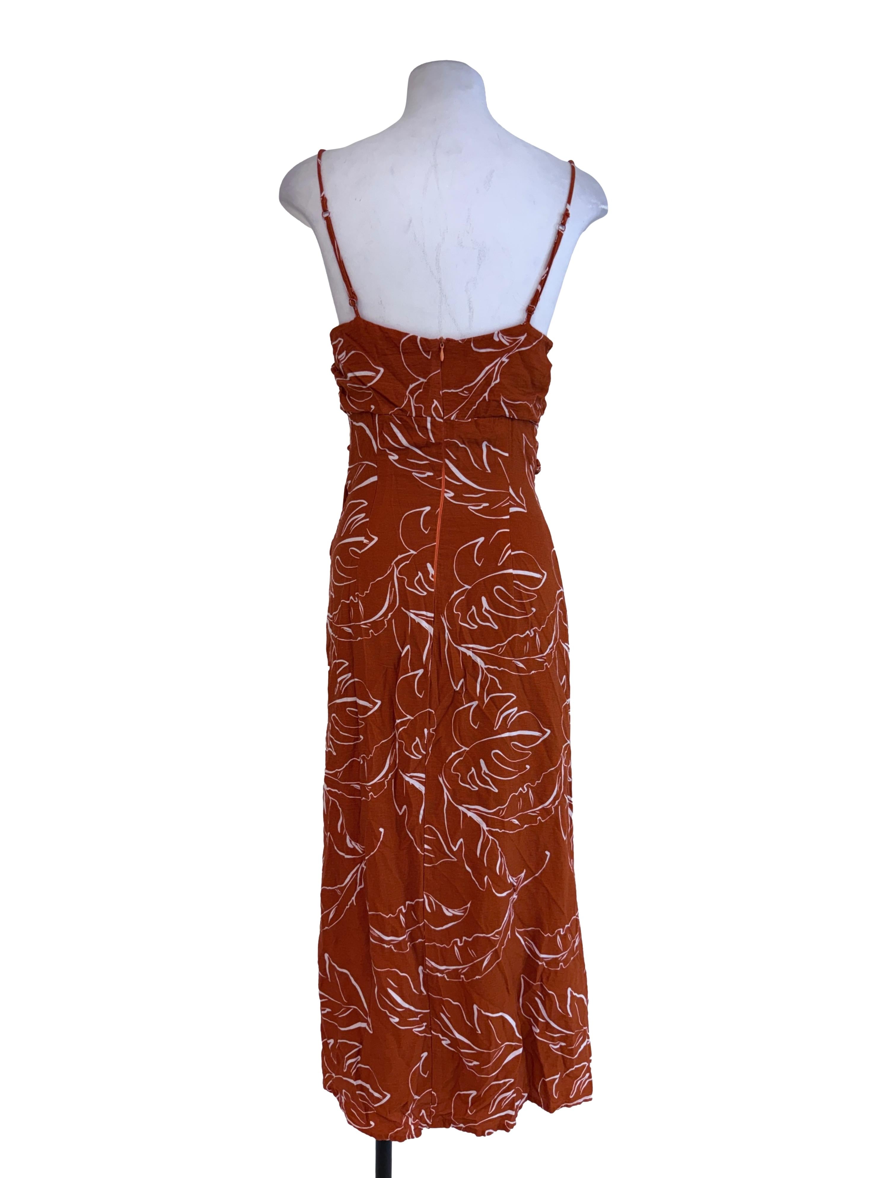 Orange Printed Spaghetti Straps Dress