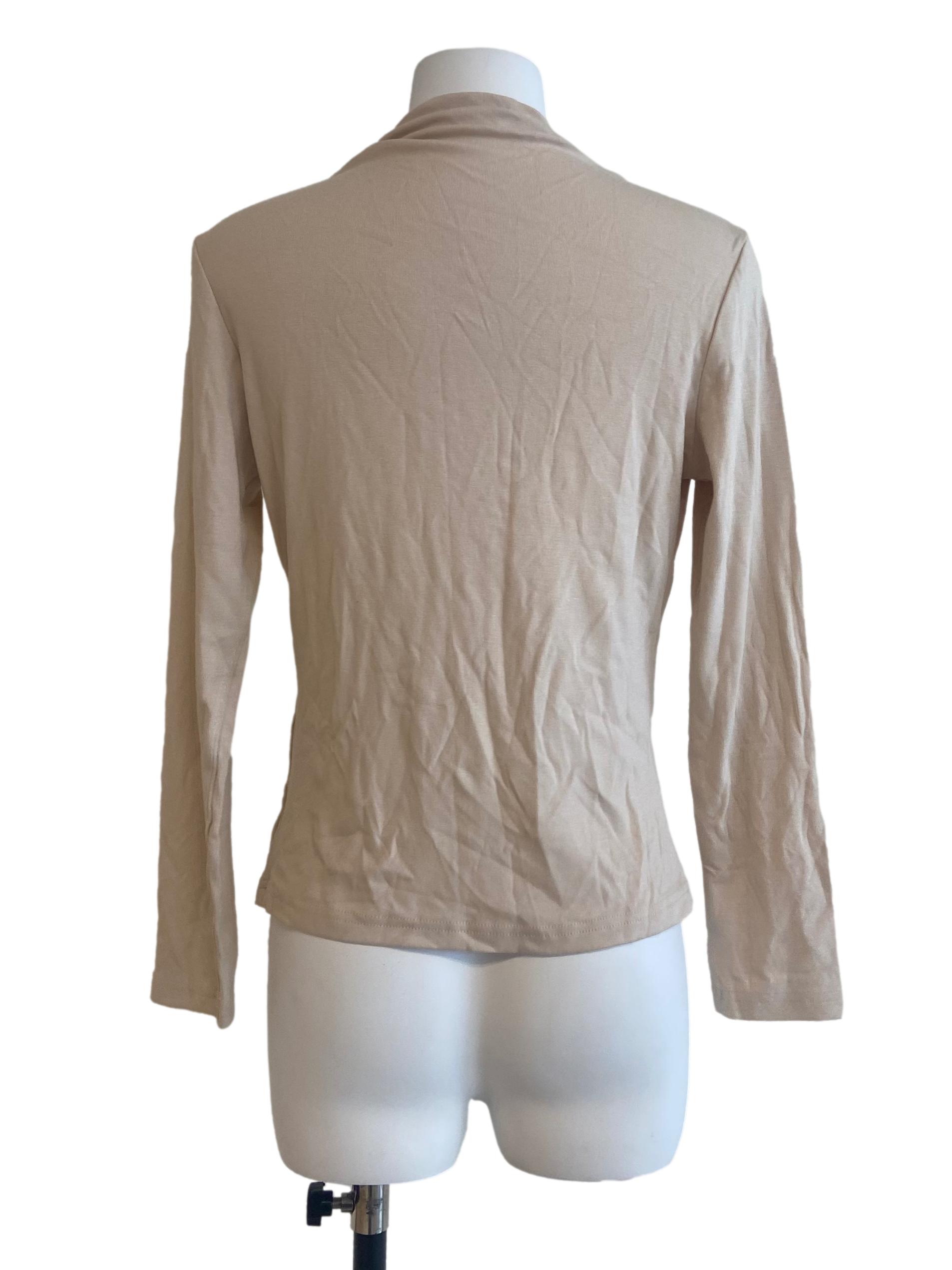 Light Beige Twill Turtle Neck Top