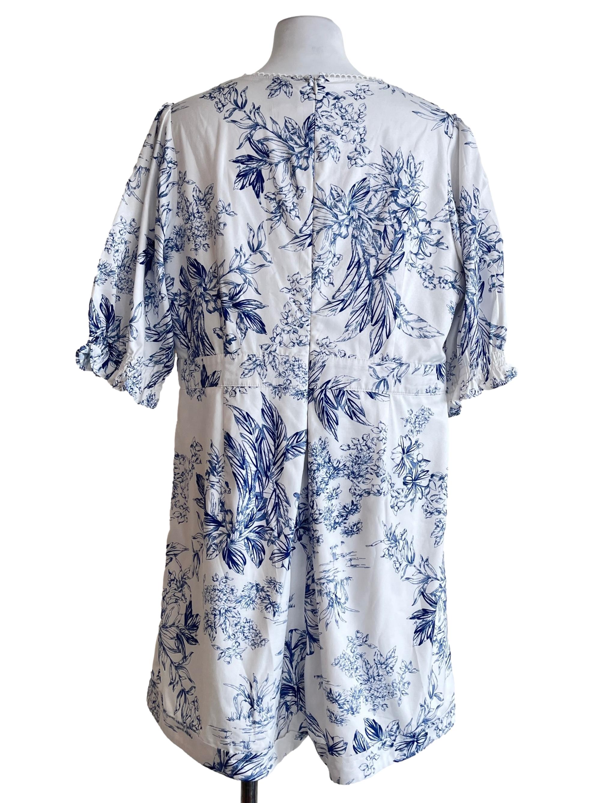 Off White Floral Print Romper