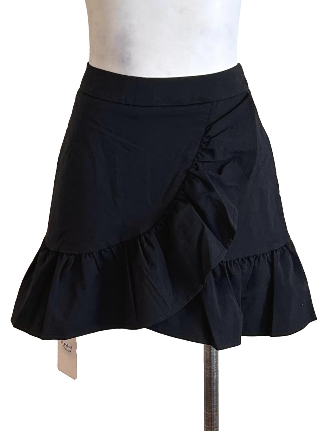 Black Asymmetric Ruffles Skorts