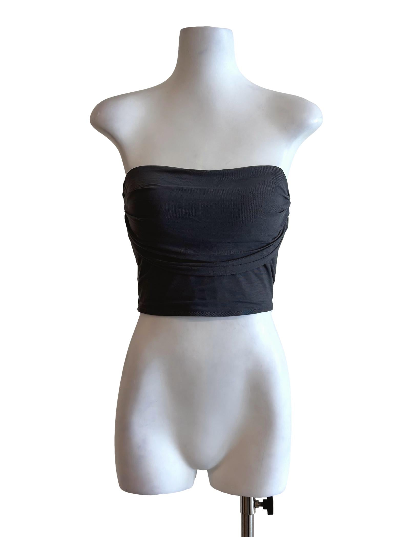 Charcoal Grey Mesh Strapless Top