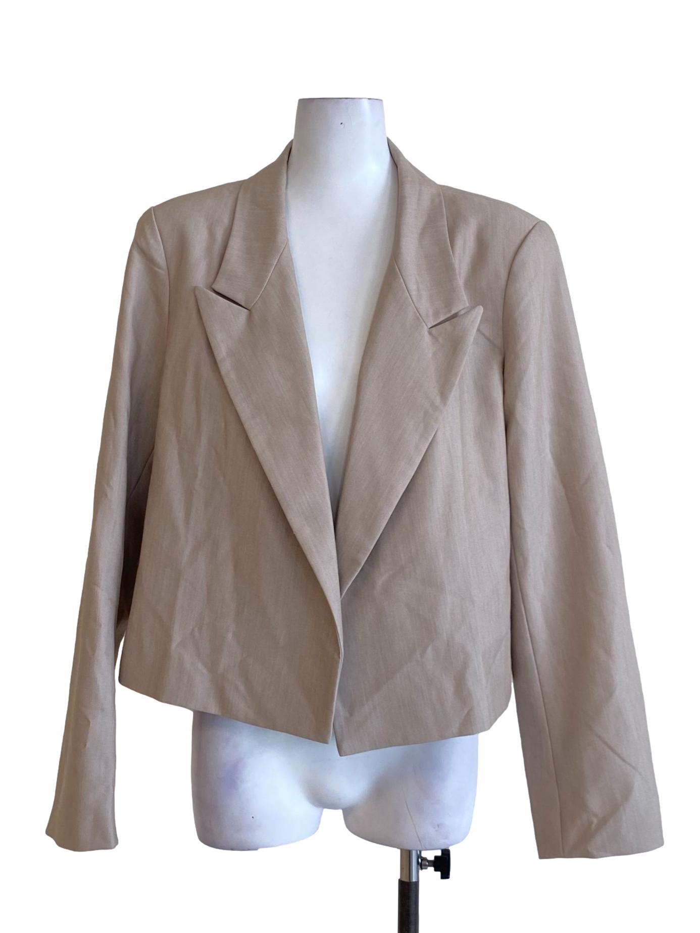 Almond Brown Notched Collar Brooklyn Cropped Blazer