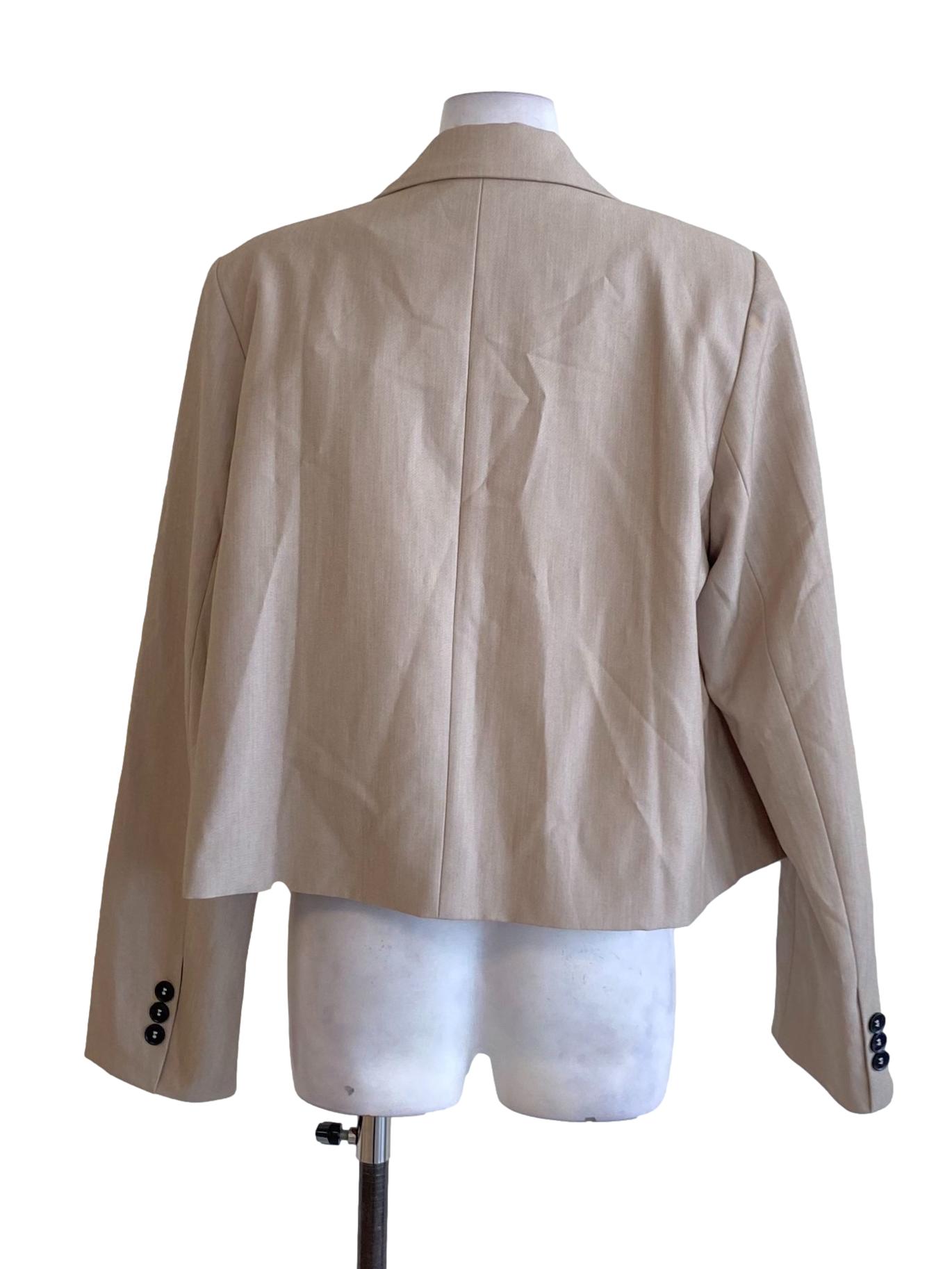 Almond Brown Notched Collar Brooklyn Cropped Blazer
