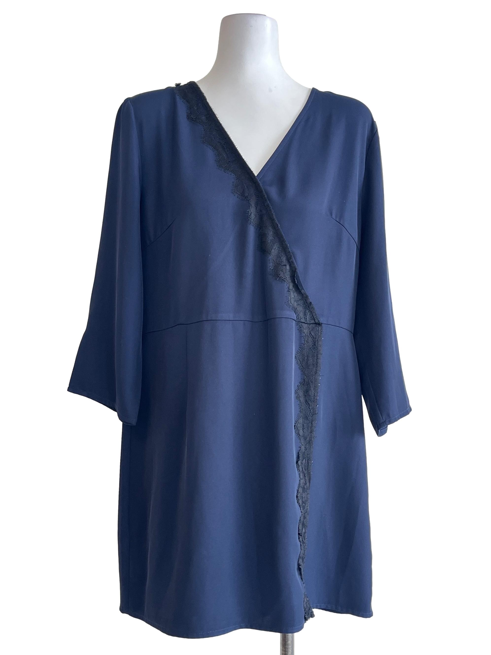 Denim Blue Lace Empire Romper