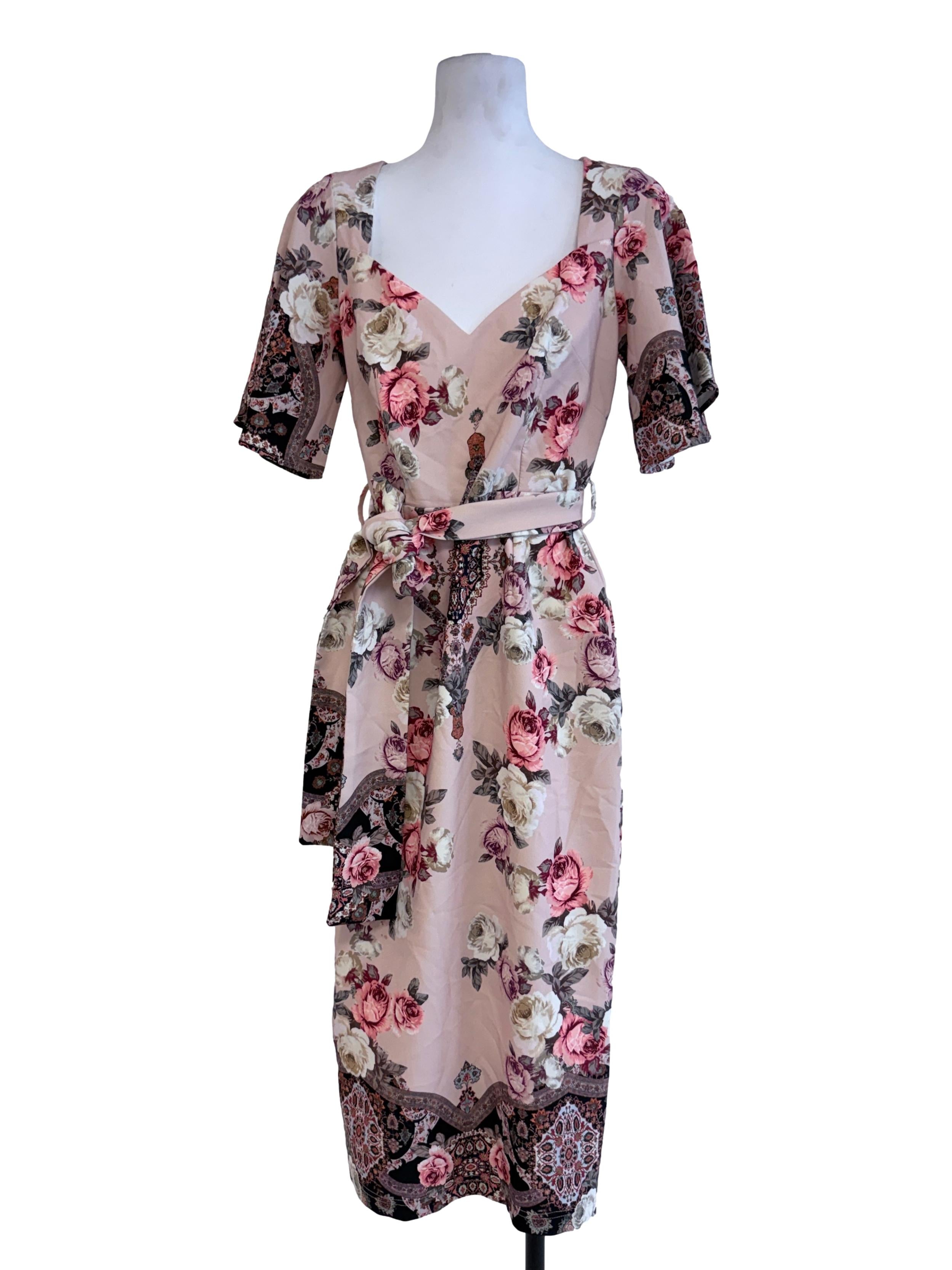 Beige Floral Maxi Dress