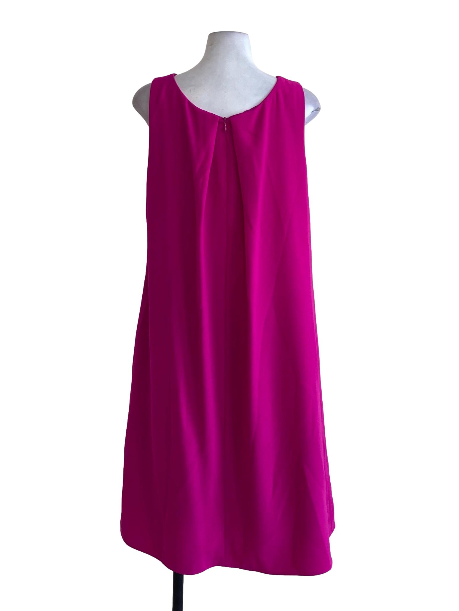 Hot Pink Round Neck Loose Shift Dress