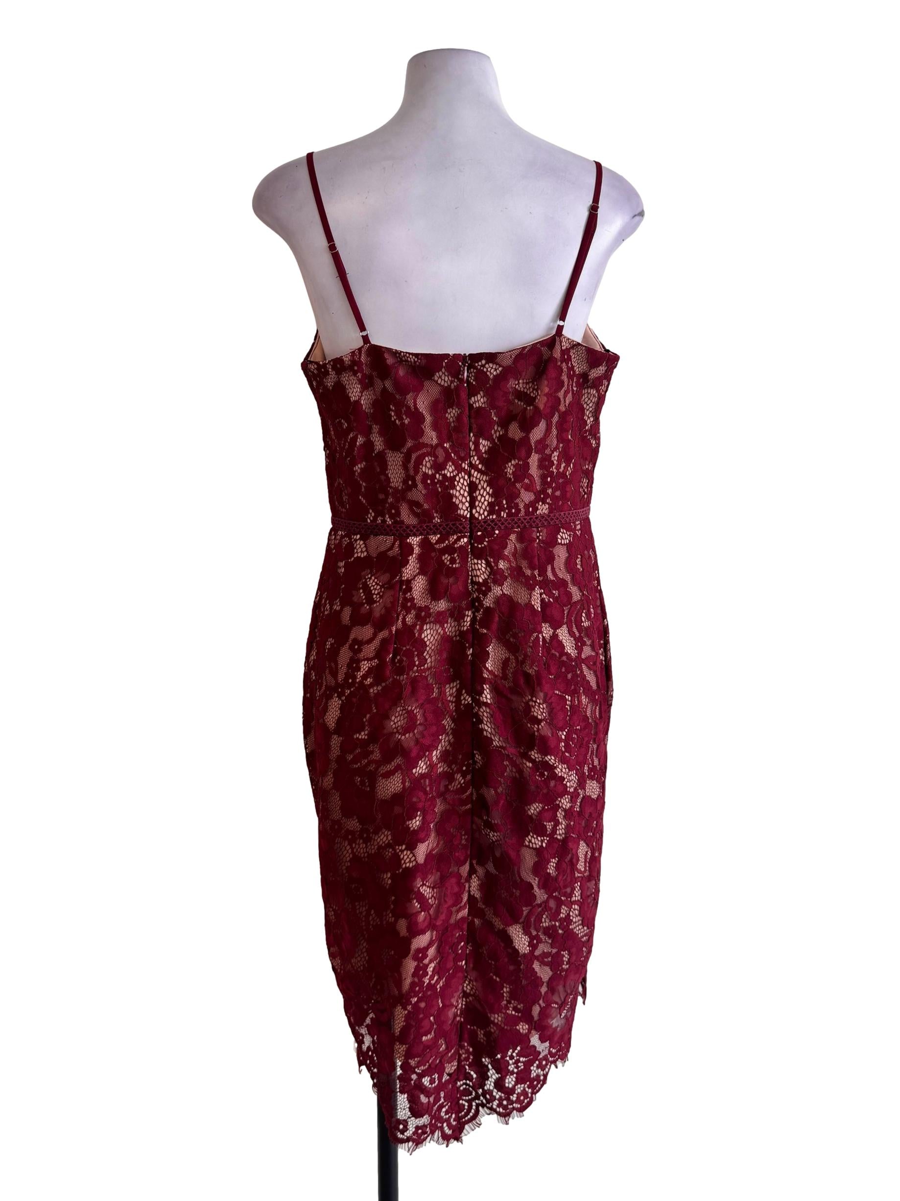 Maroon Red Laced Dress