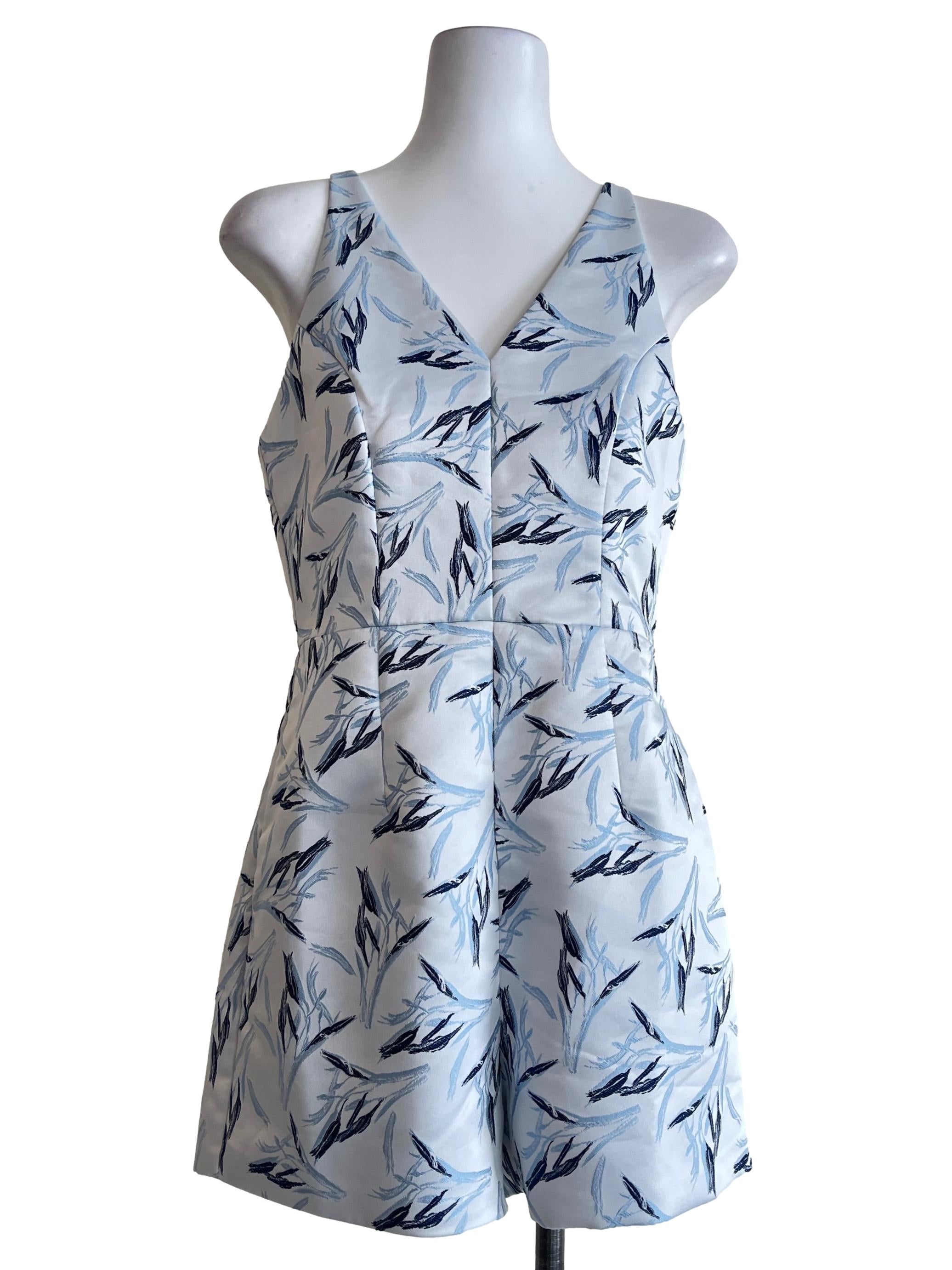 Sky Blue Prints V-Neck Romper