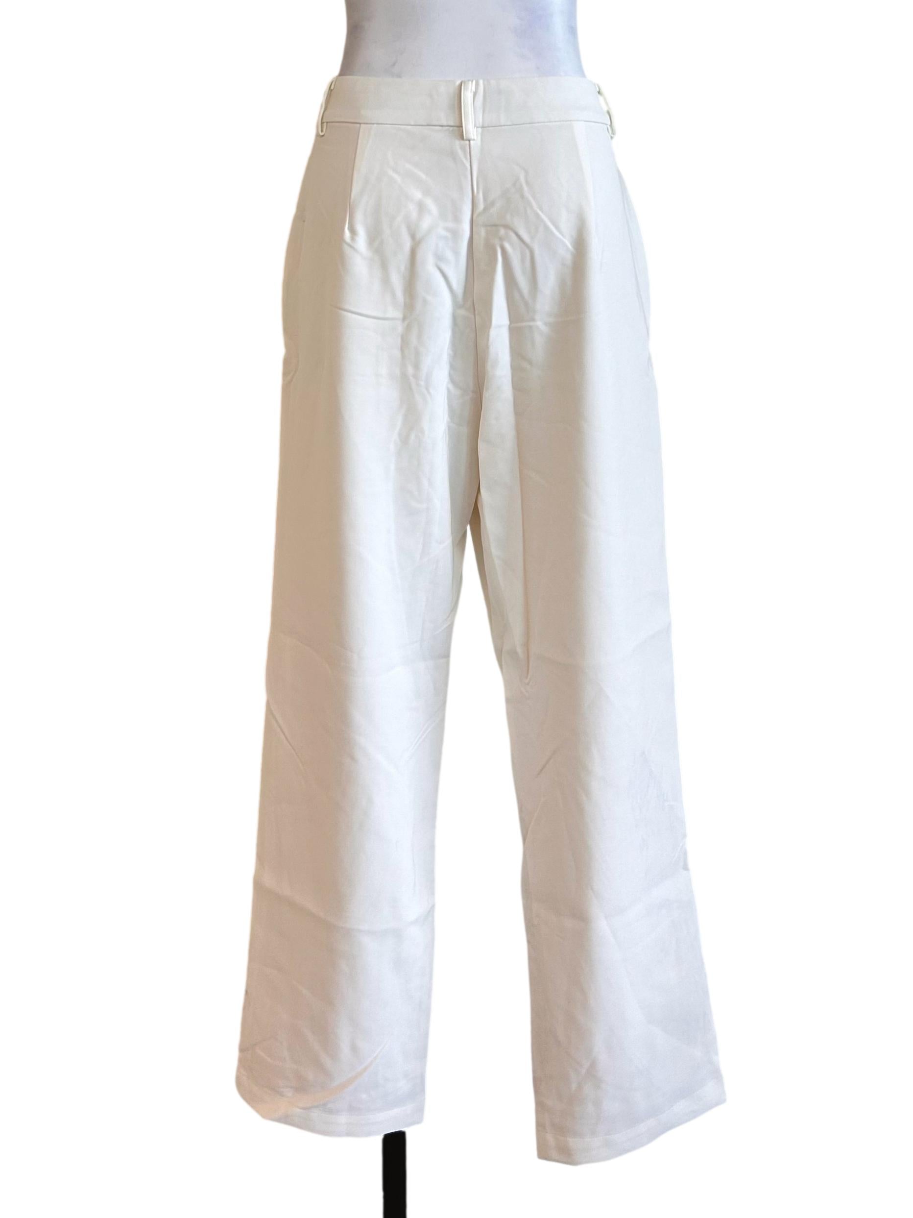 White High Waist Straight Leg Pants YHF