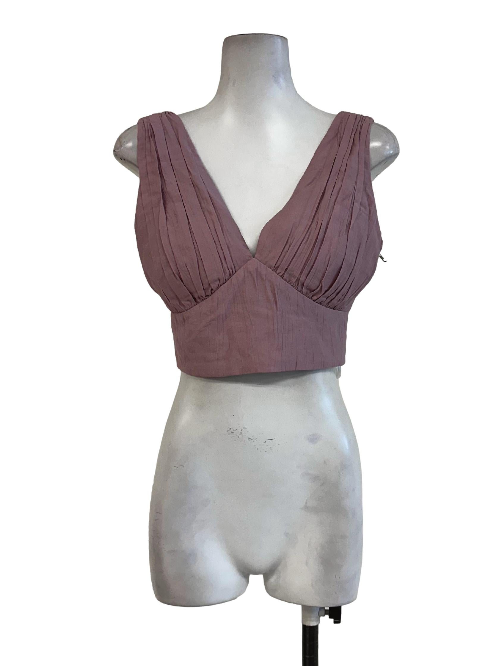Watermelon Pink Padded Sleeveless Crop Top LB