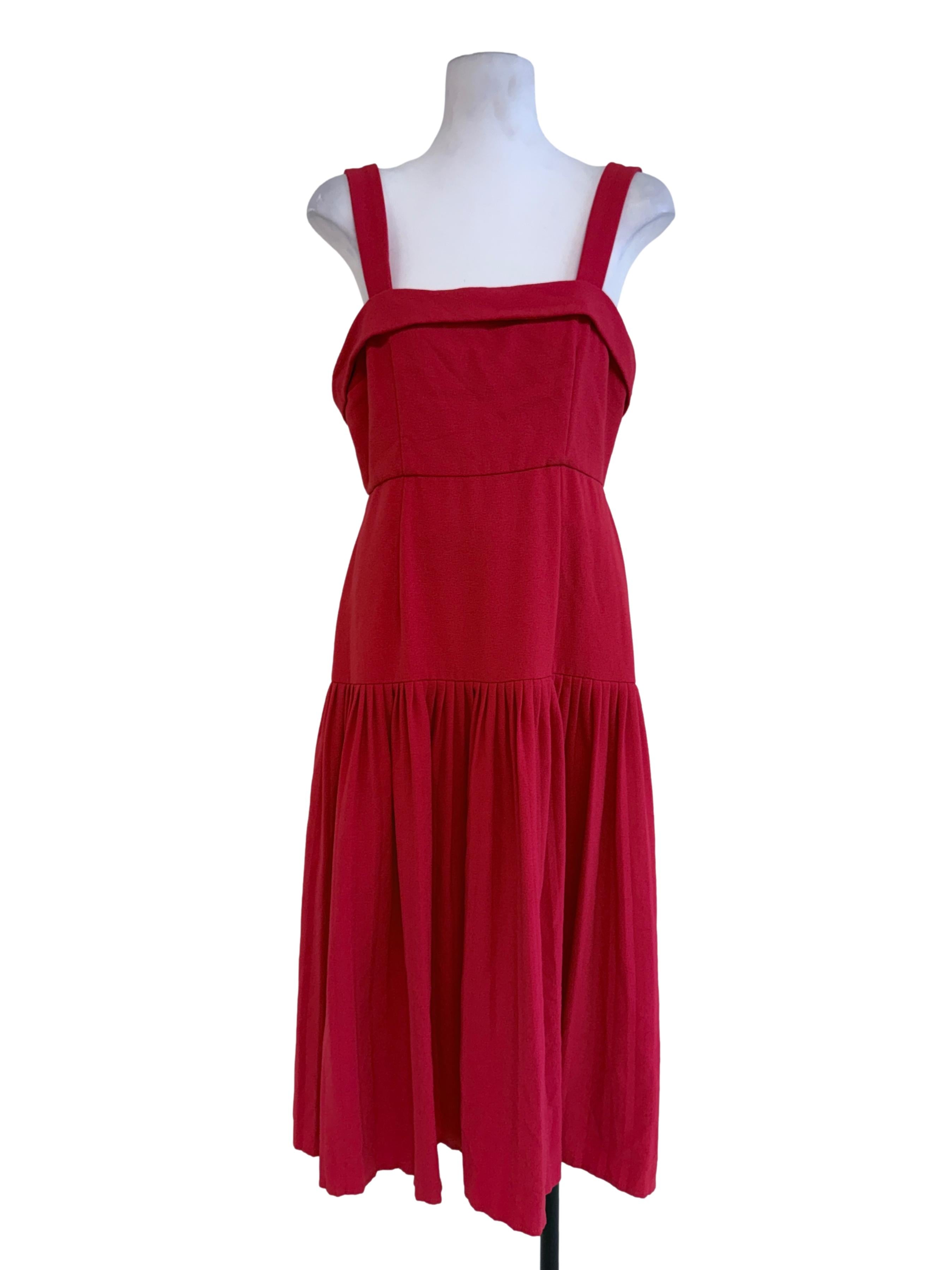 Red Sleeveless Midi Dress