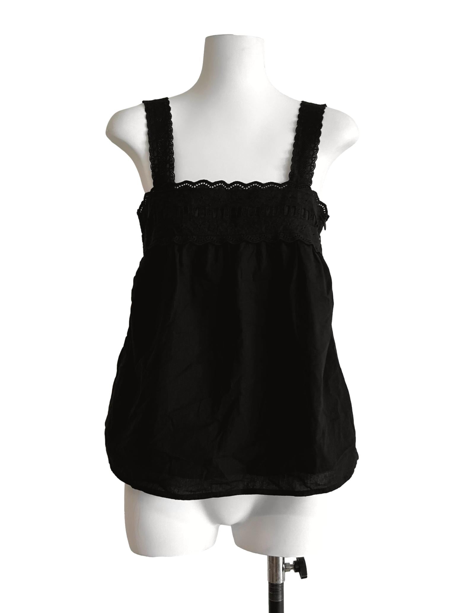 Off Black Embroidered Top TCL