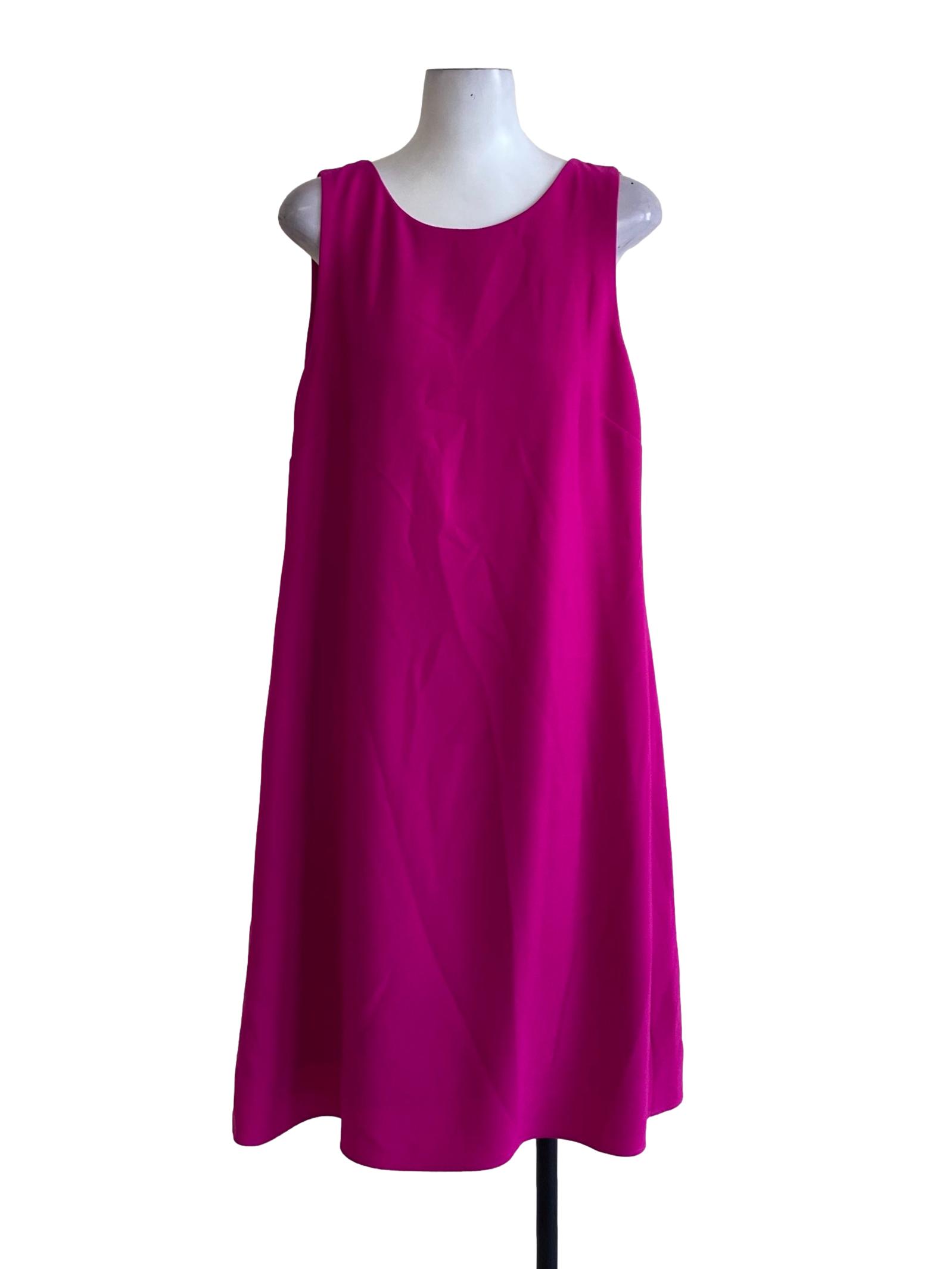 Hot Pink Round Neck Loose Shift Dress