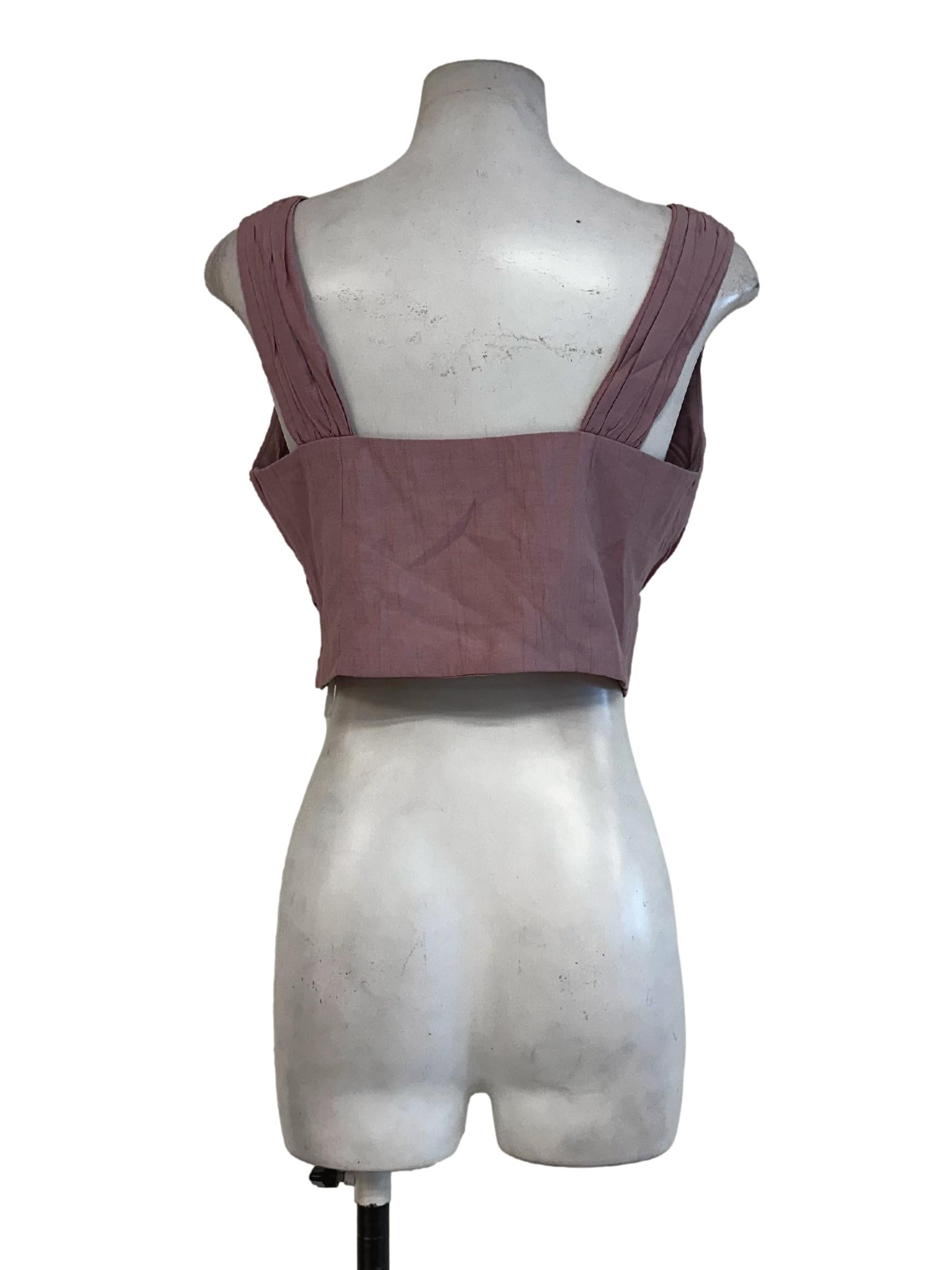 Watermelon Pink Padded Sleeveless Crop Top LB