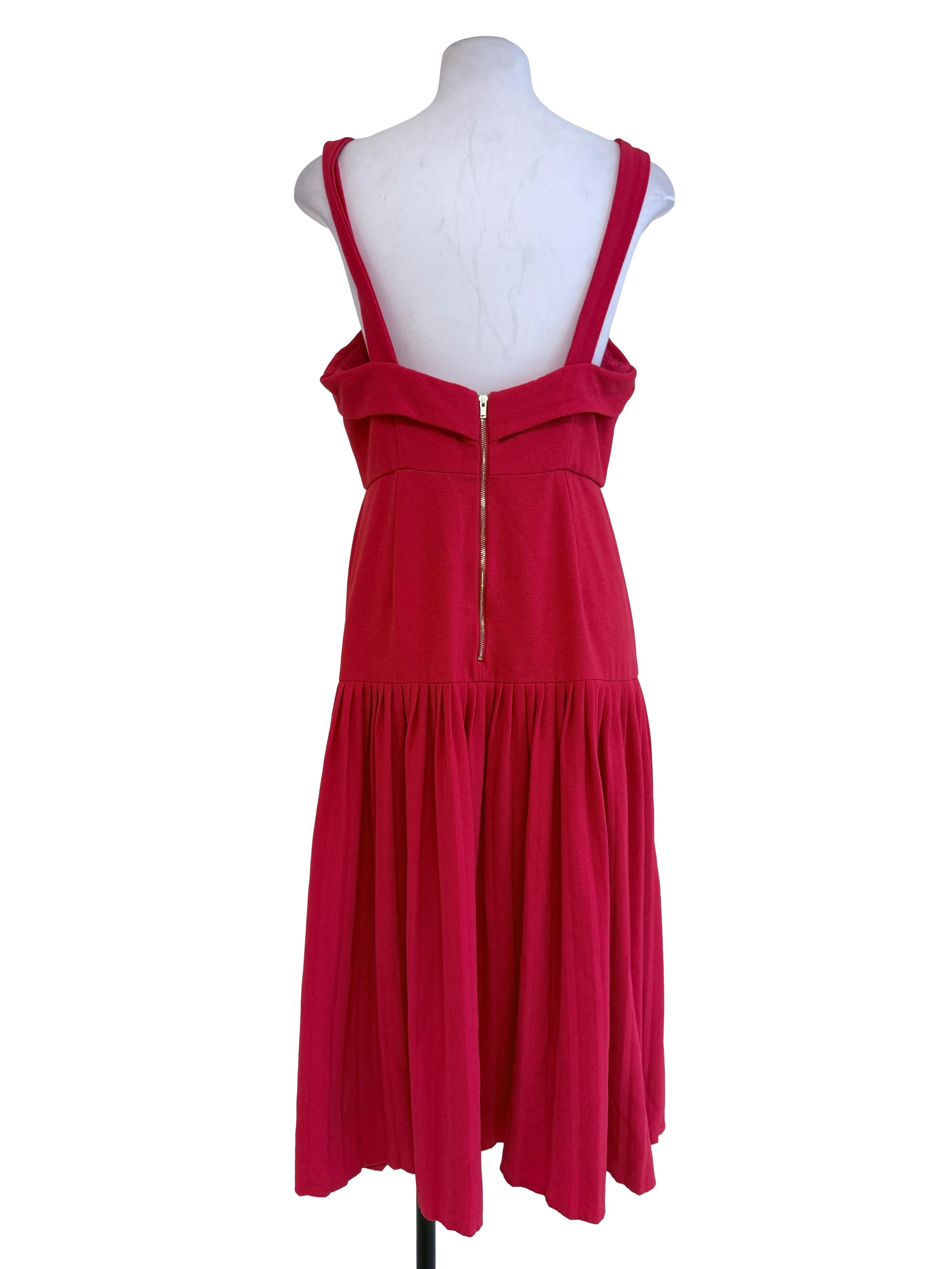 Red Sleeveless Midi Dress