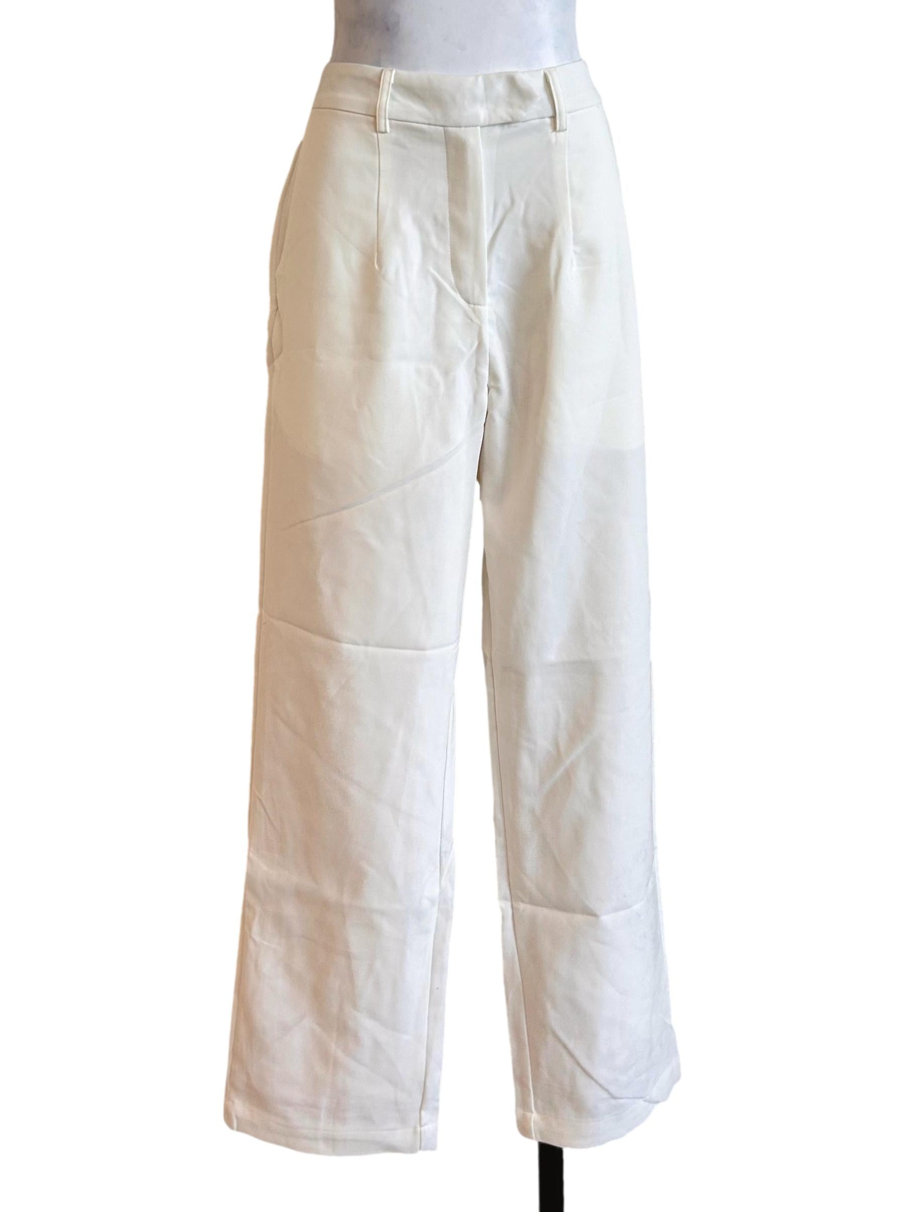 White High Waist Straight Leg Pants YHF