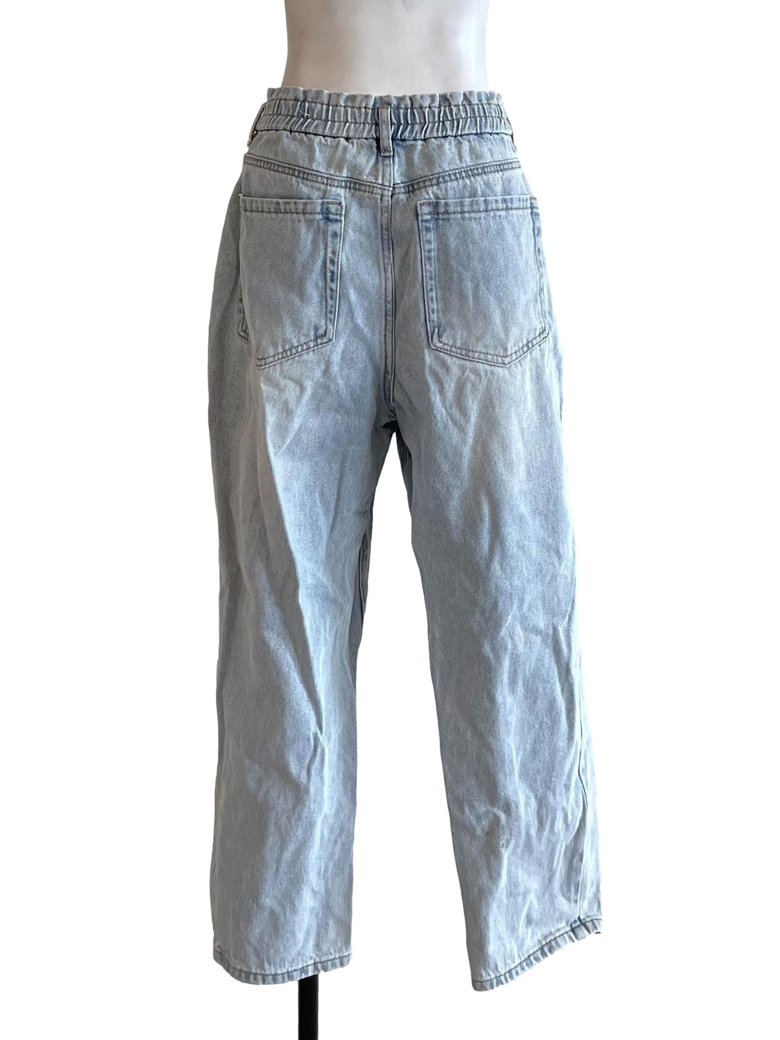 Ash Blue Ruffled Waist Jeans