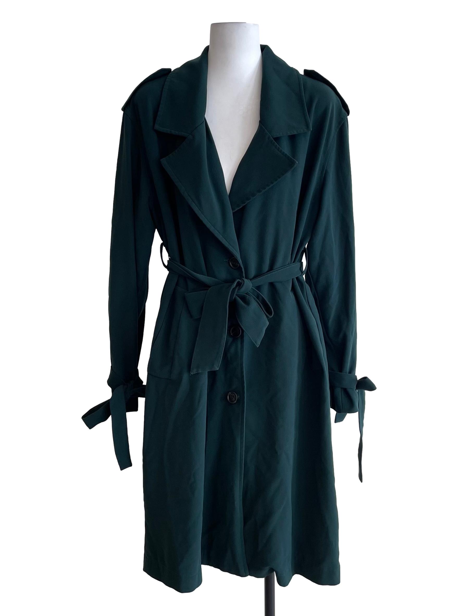 Dark Green Single Breasted Trench Coat