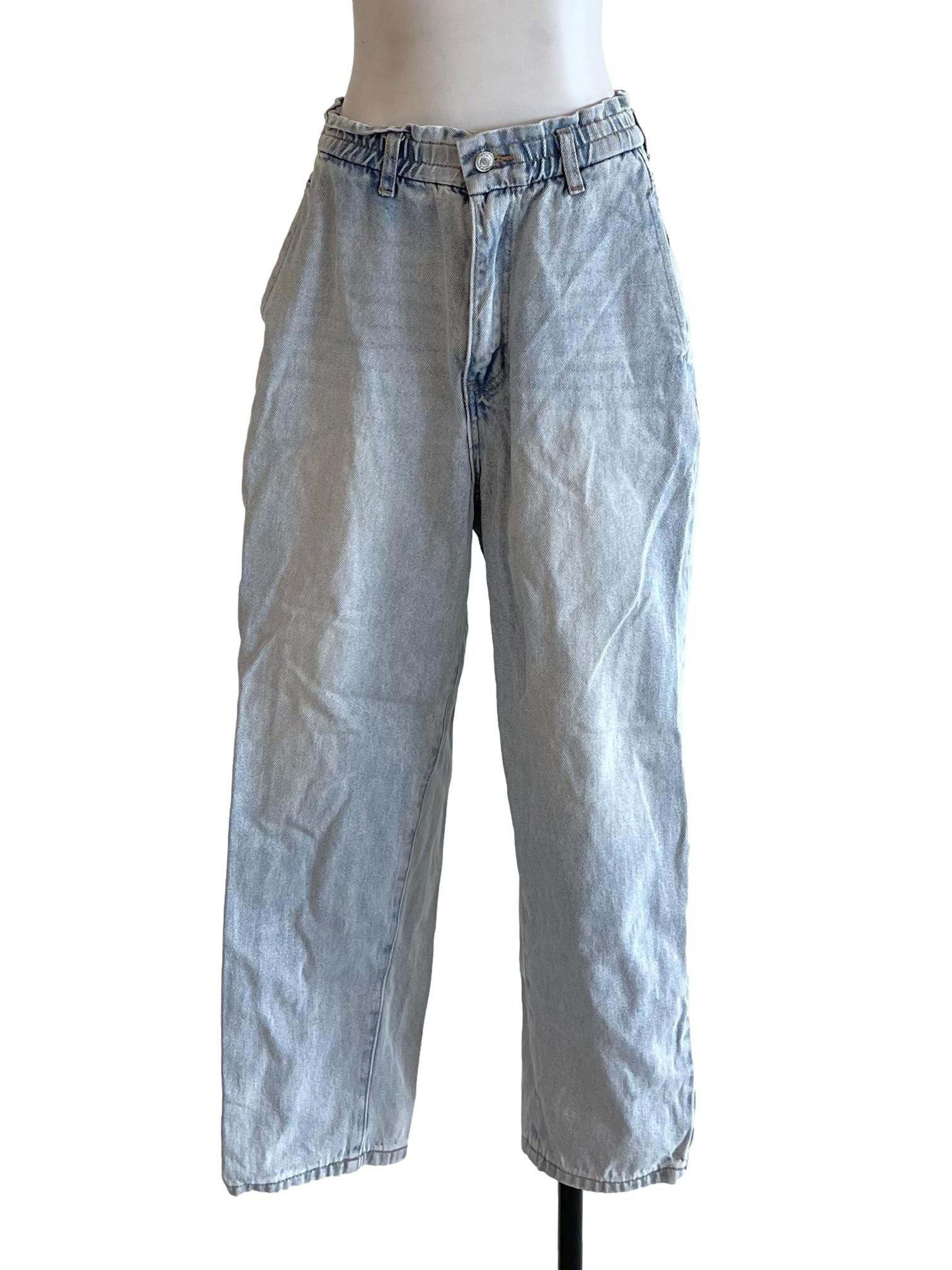 Ash Blue Ruffled Waist Jeans